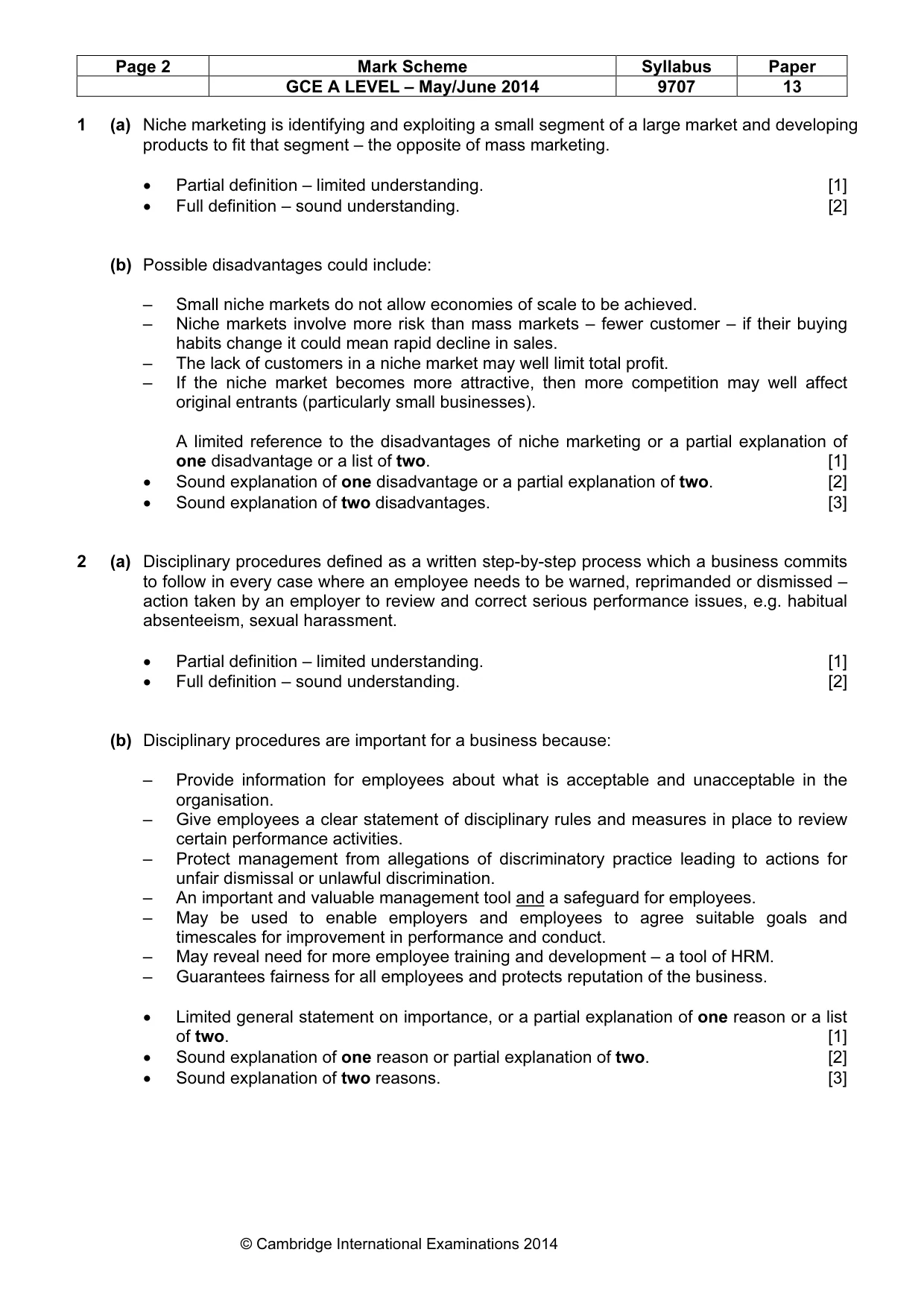 Mark scheme, page 2 of 6