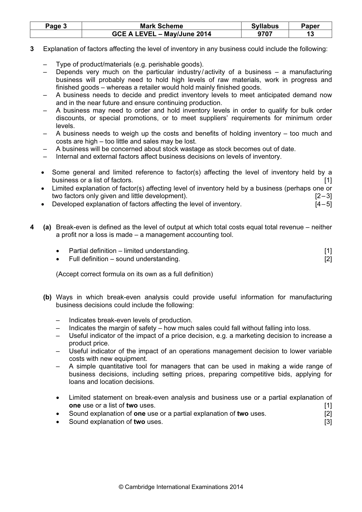 Mark scheme, page 3 of 6