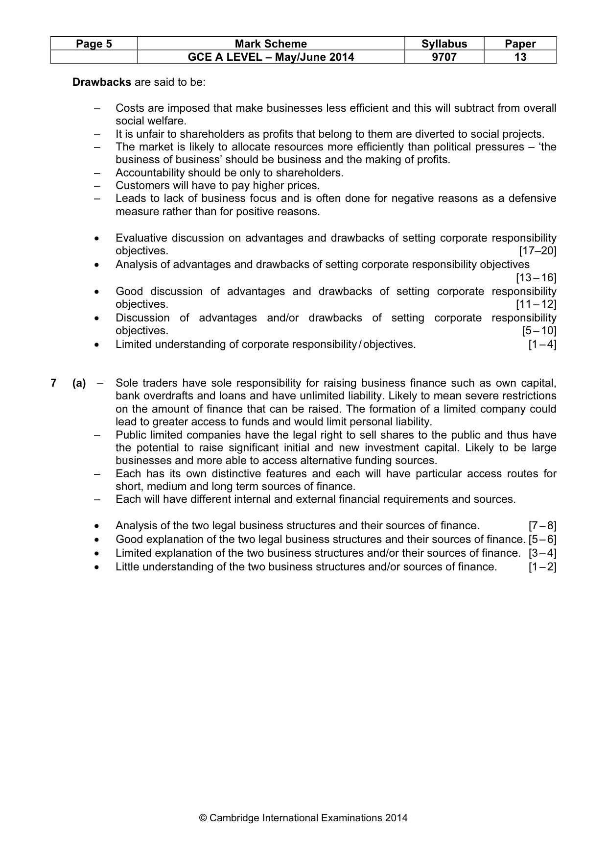 Mark scheme, page 5 of 6
