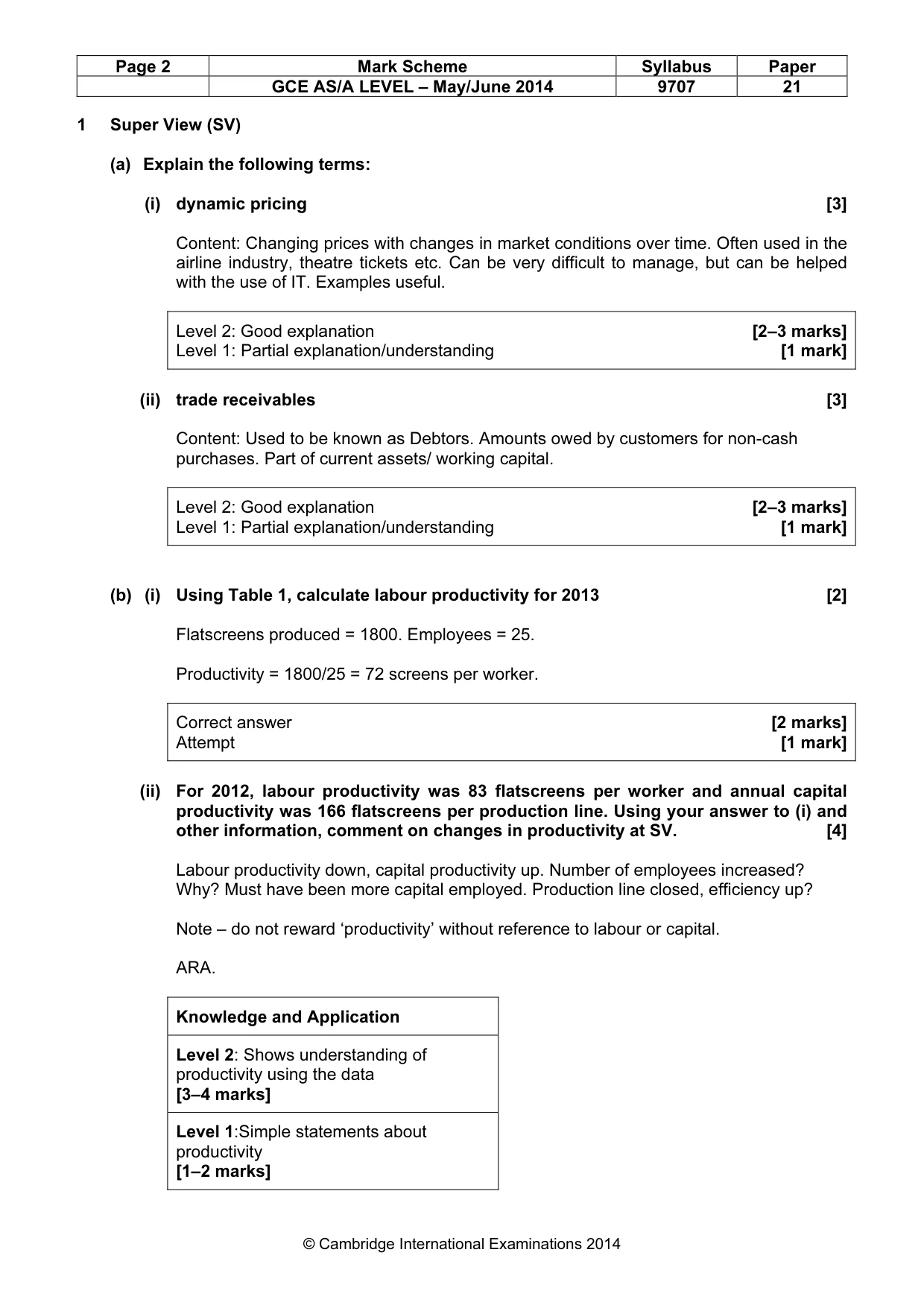 Mark scheme, page 2 of 5