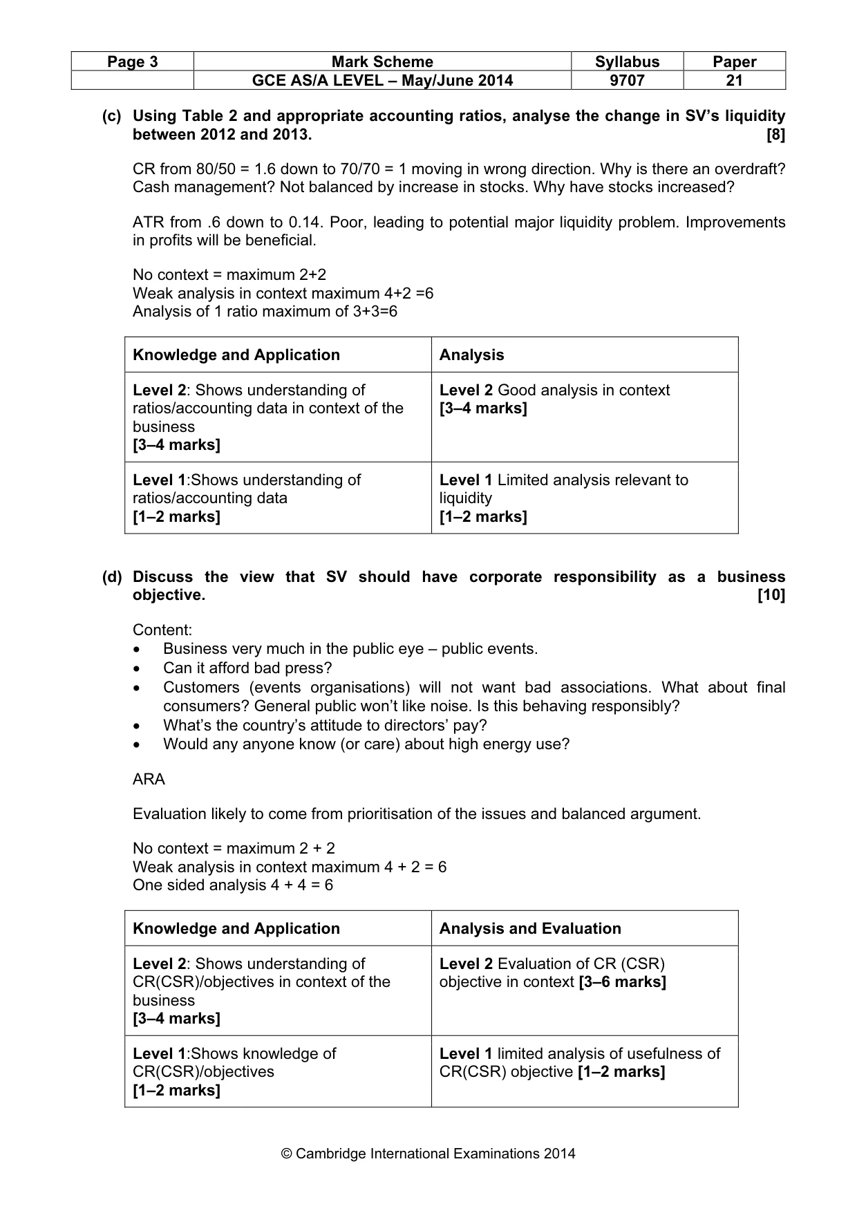 Mark scheme, page 3 of 5