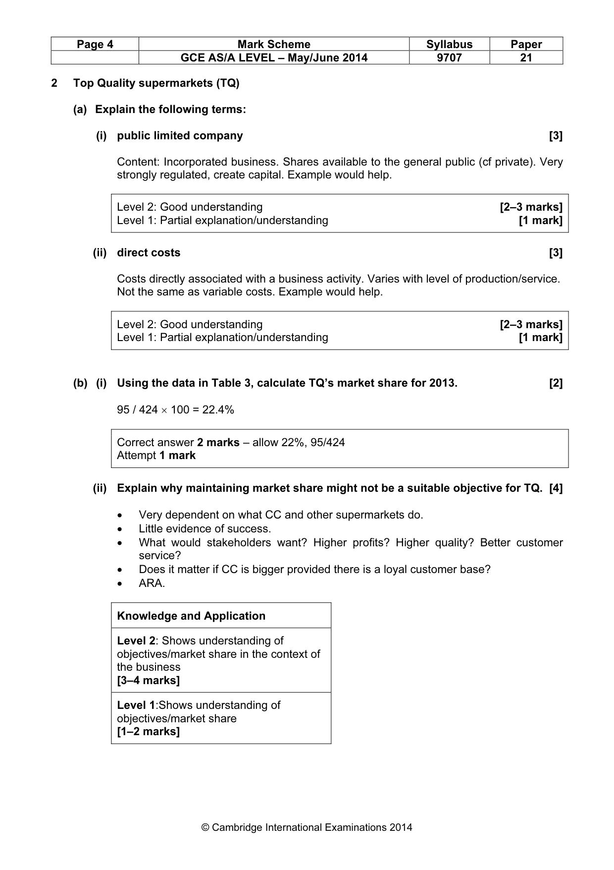 Mark scheme, page 4 of 5