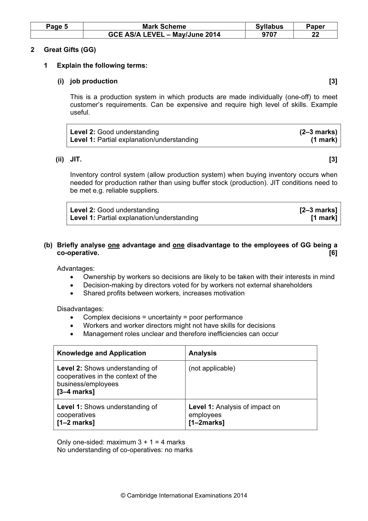 Mark scheme, page 5 of 7