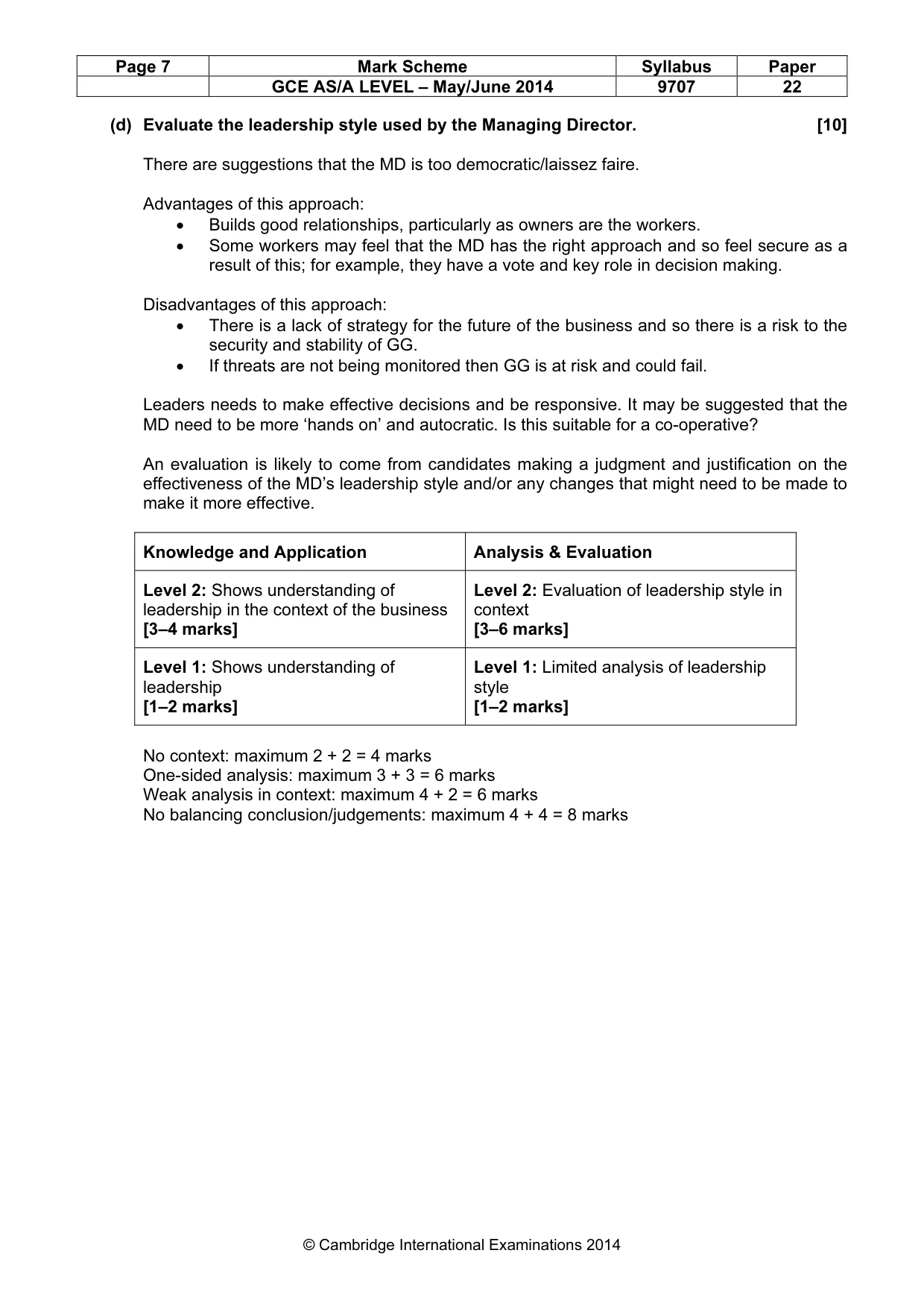 Mark scheme, page 7 of 7