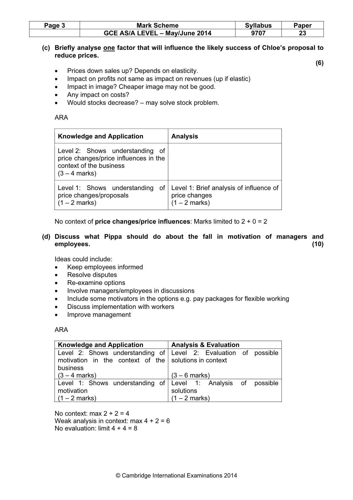 Mark scheme, page 3 of 6