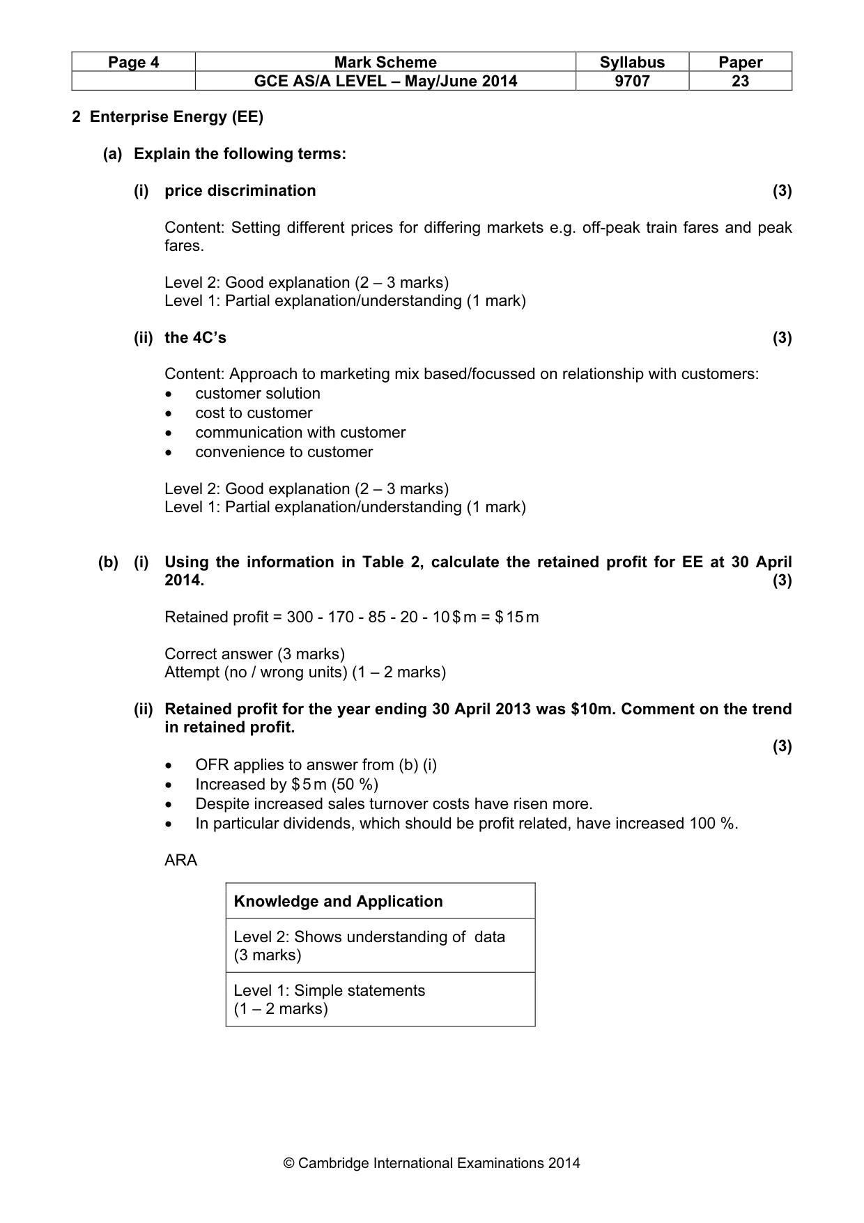 Mark scheme, page 4 of 6