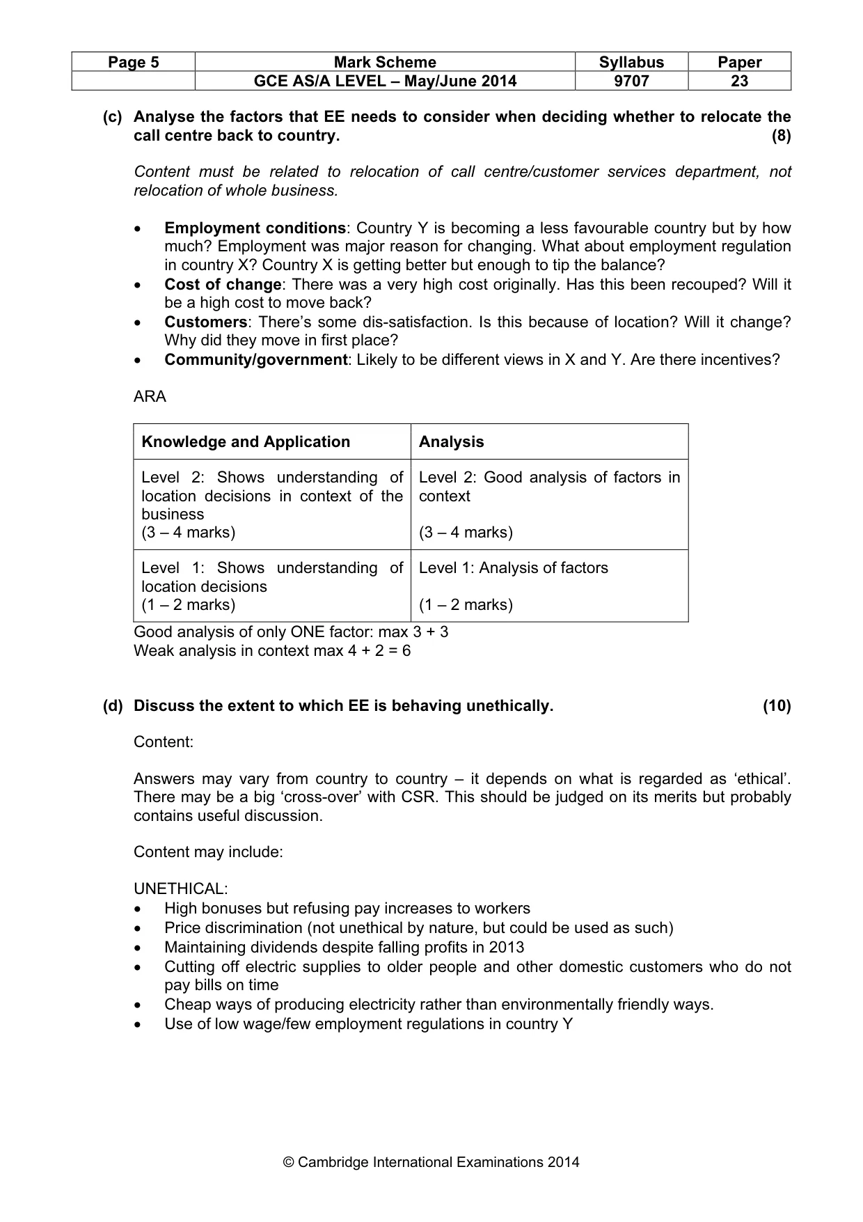 Mark scheme, page 5 of 6