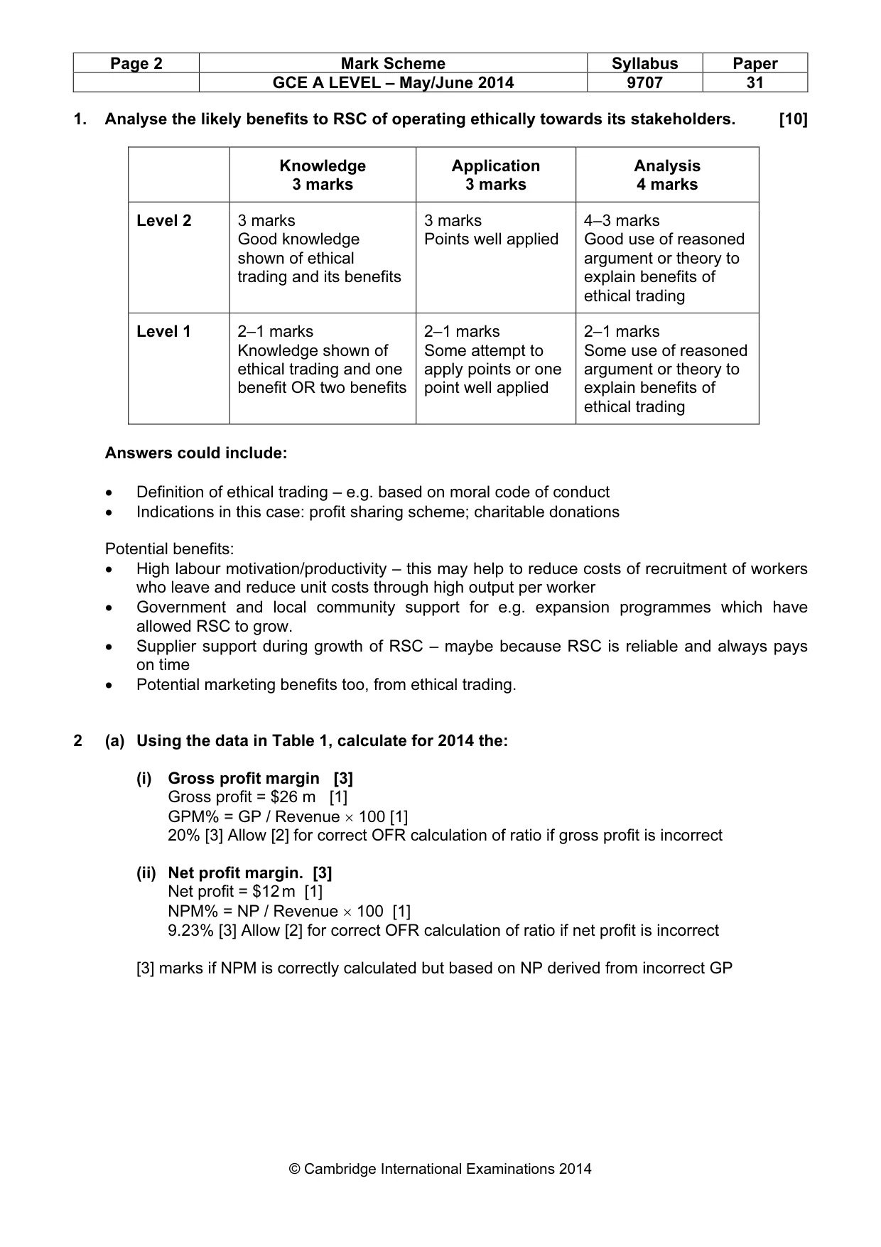 Mark scheme, page 2 of 9