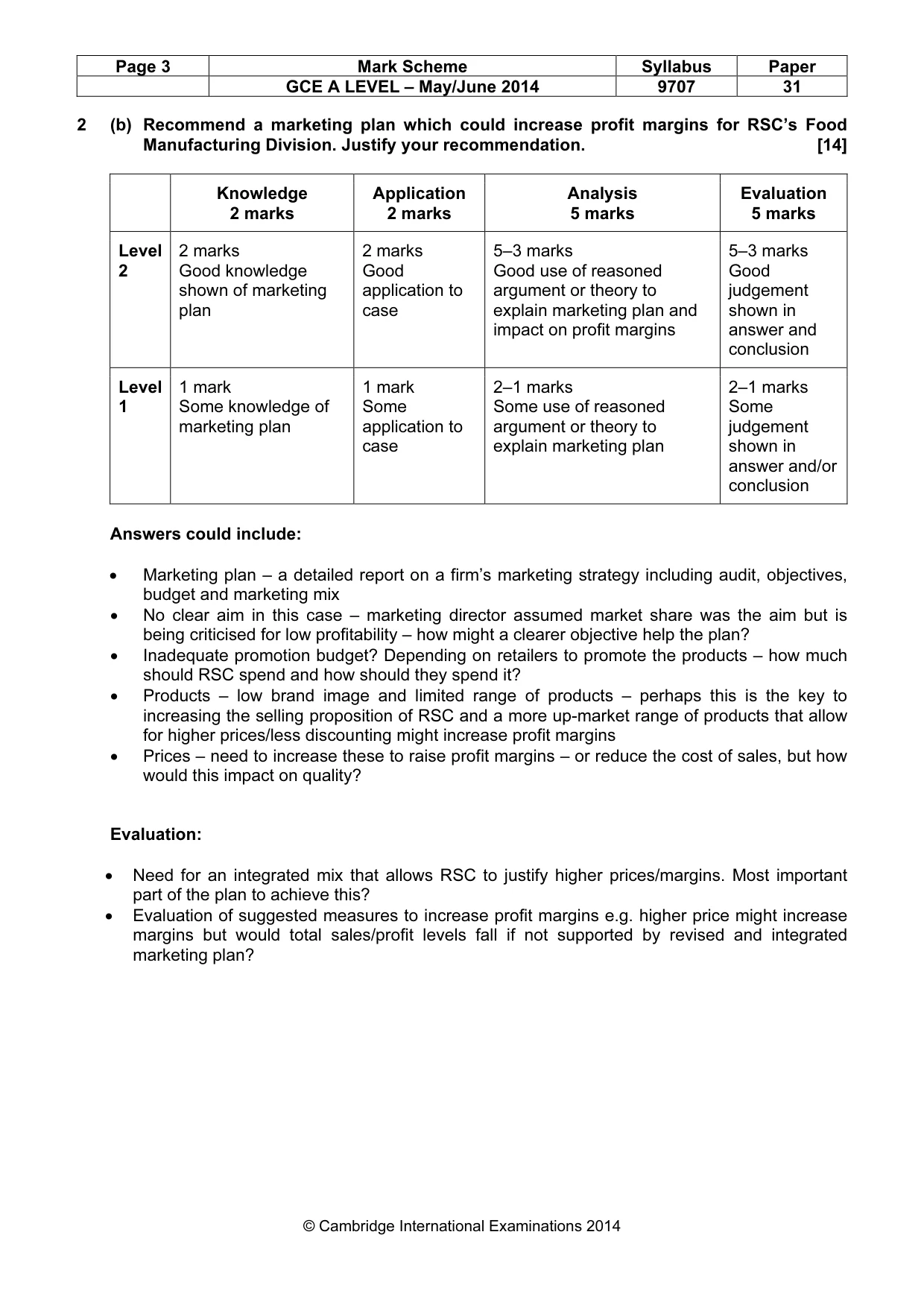 Mark scheme, page 3 of 9