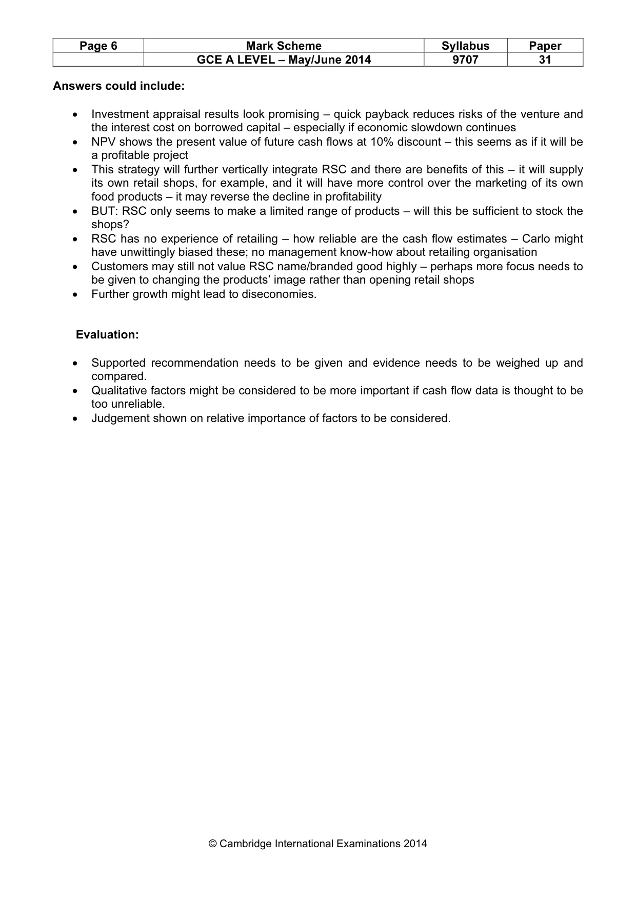 Mark scheme, page 6 of 9