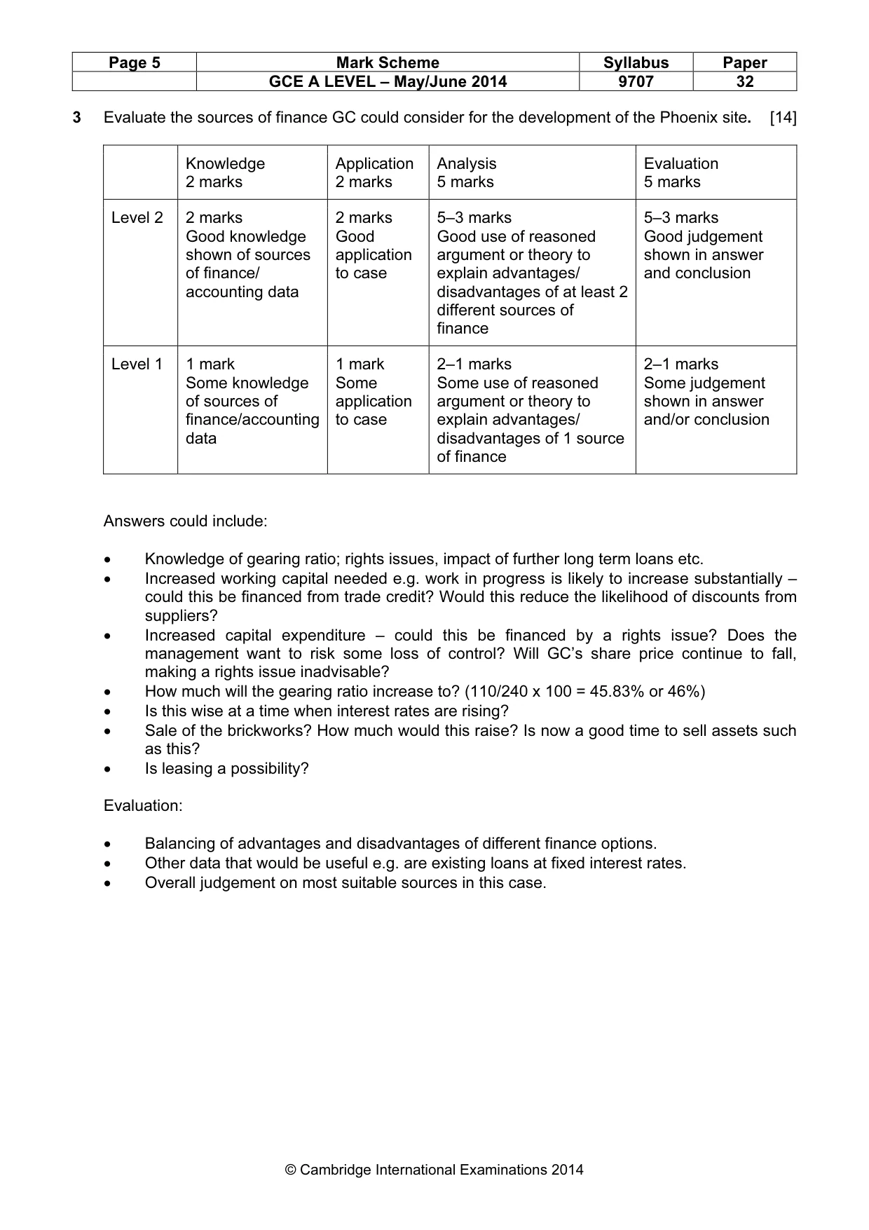 Mark scheme, page 5 of 10