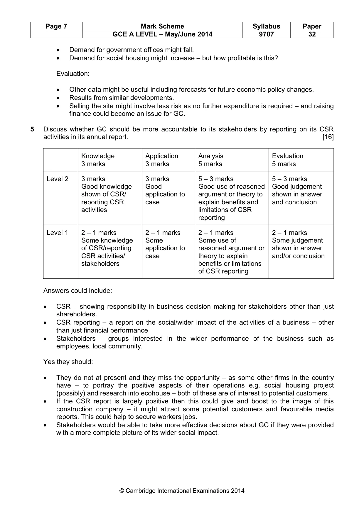 Mark scheme, page 7 of 10