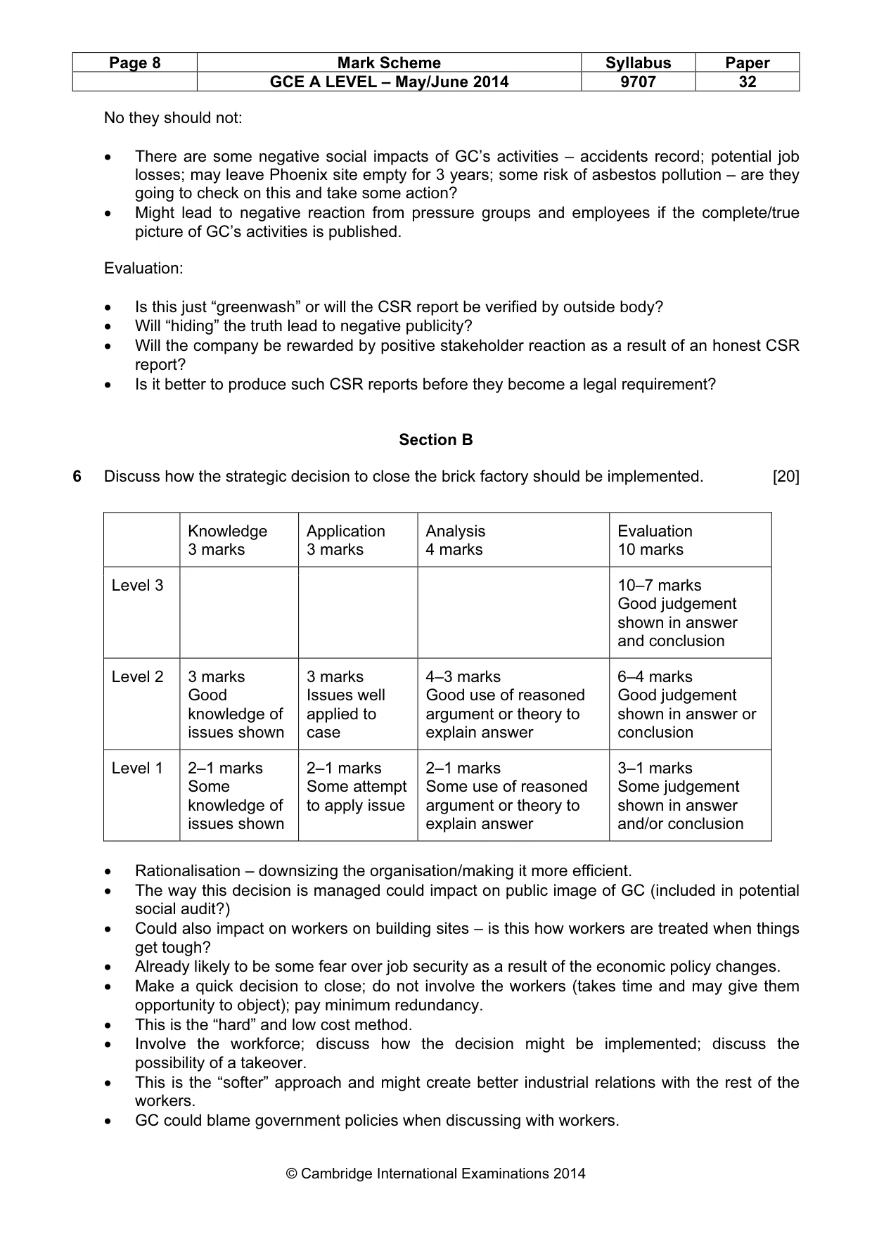 Mark scheme, page 8 of 10