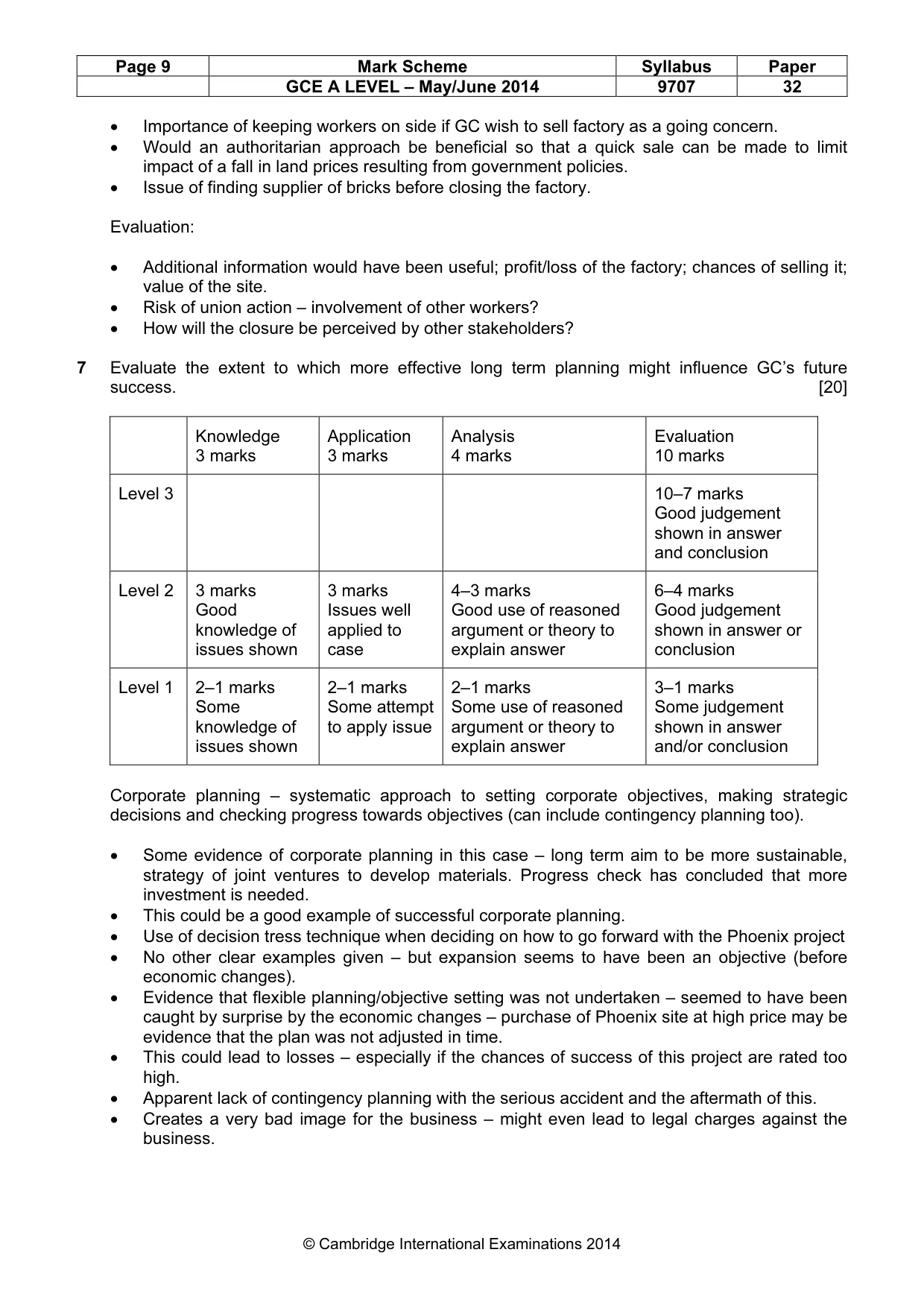Mark scheme, page 9 of 10