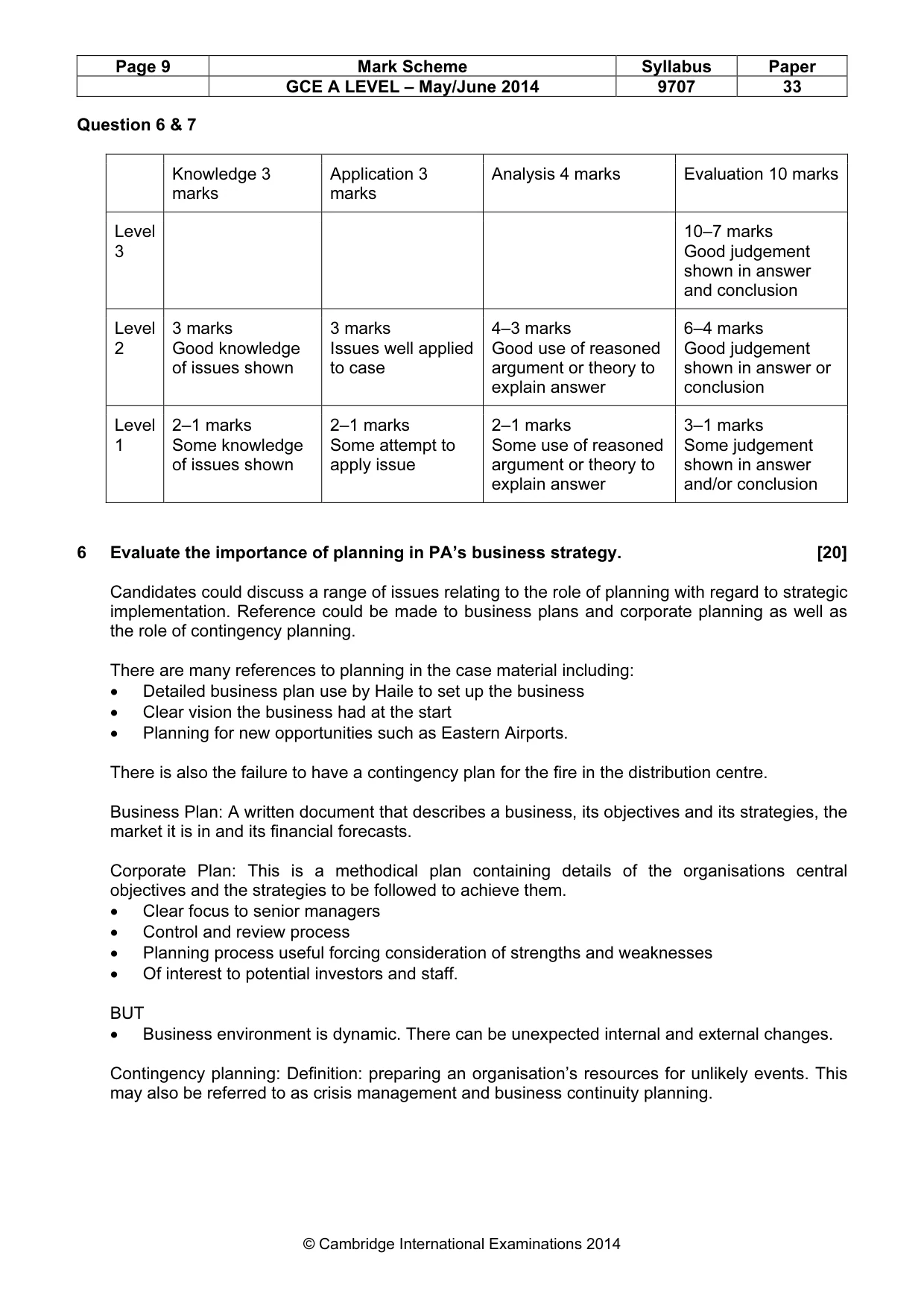 Mark scheme, page 9 of 11
