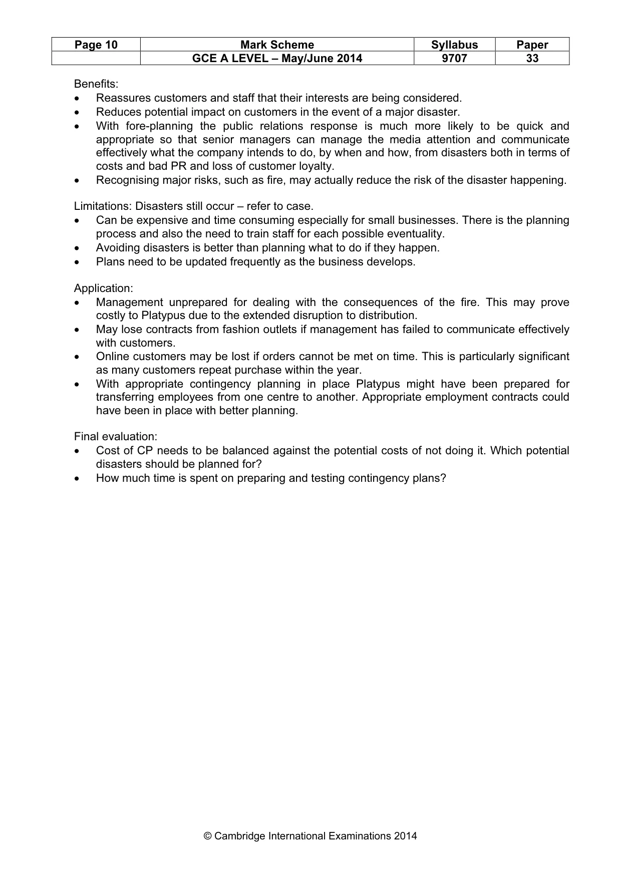 Mark scheme, page 10 of 11
