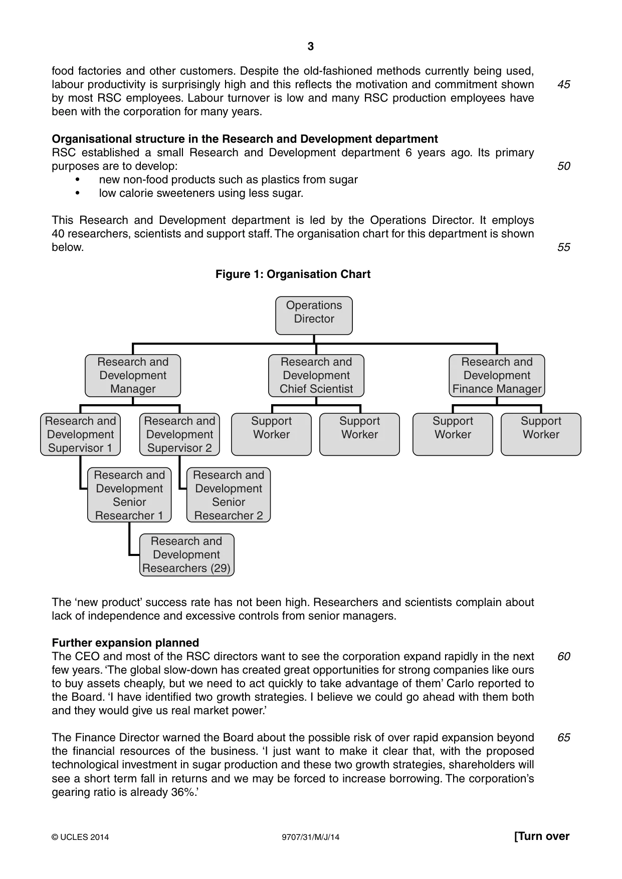 Cambridge A Level Business Studies (for final examination in 2015) 9707 2014 May/June Paper 3 · Variant 1 question paper, page 3 of 8