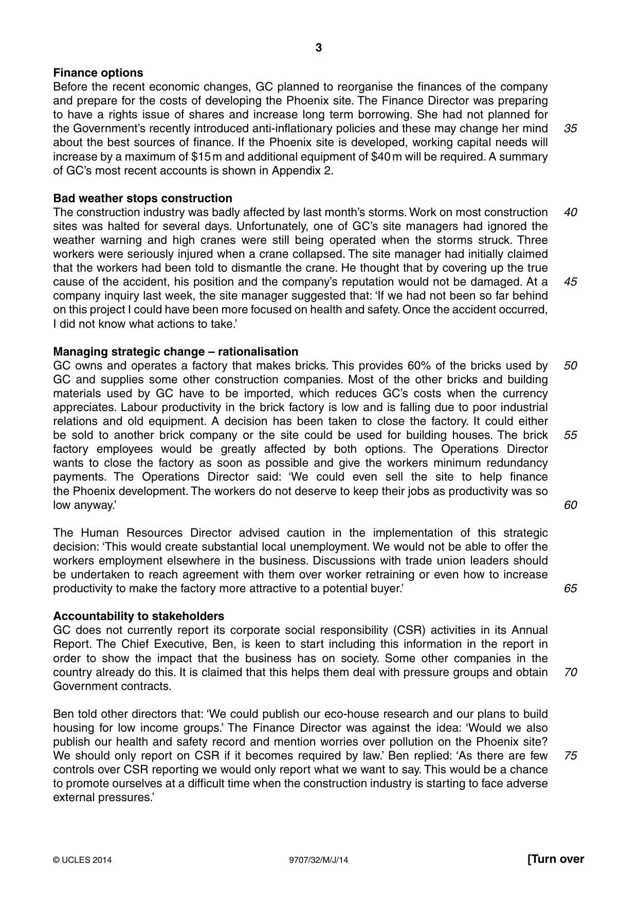 Cambridge A Level Business Studies (for final examination in 2015) 9707 2014 May/June Paper 3 · Variant 2 question paper, page 3 of 8