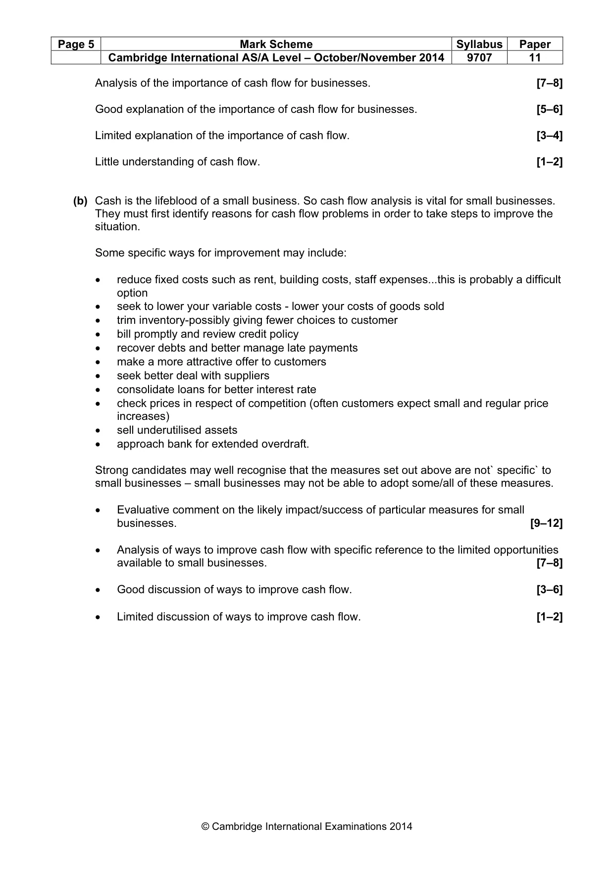 Mark scheme, page 5 of 7