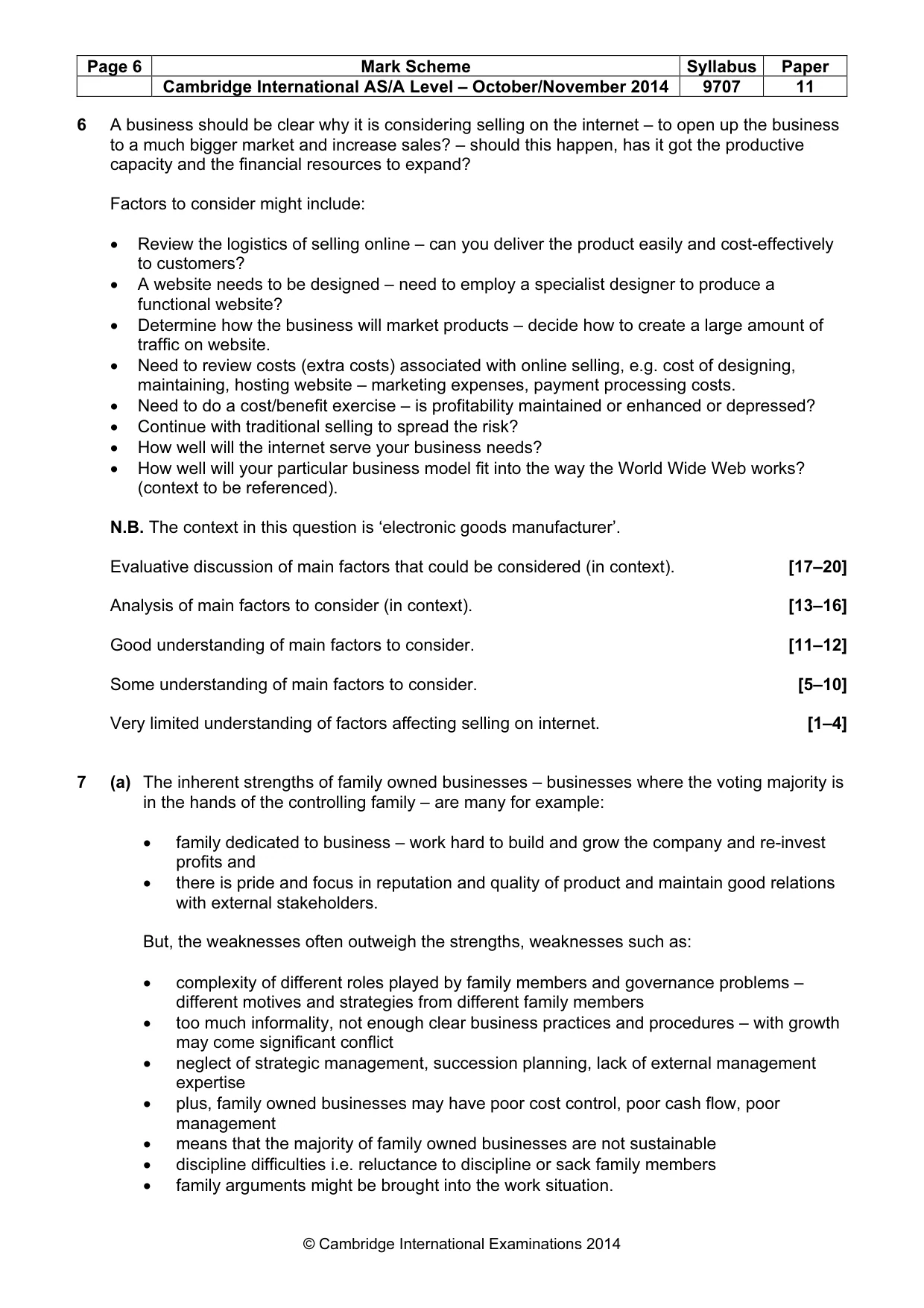 Mark scheme, page 6 of 7