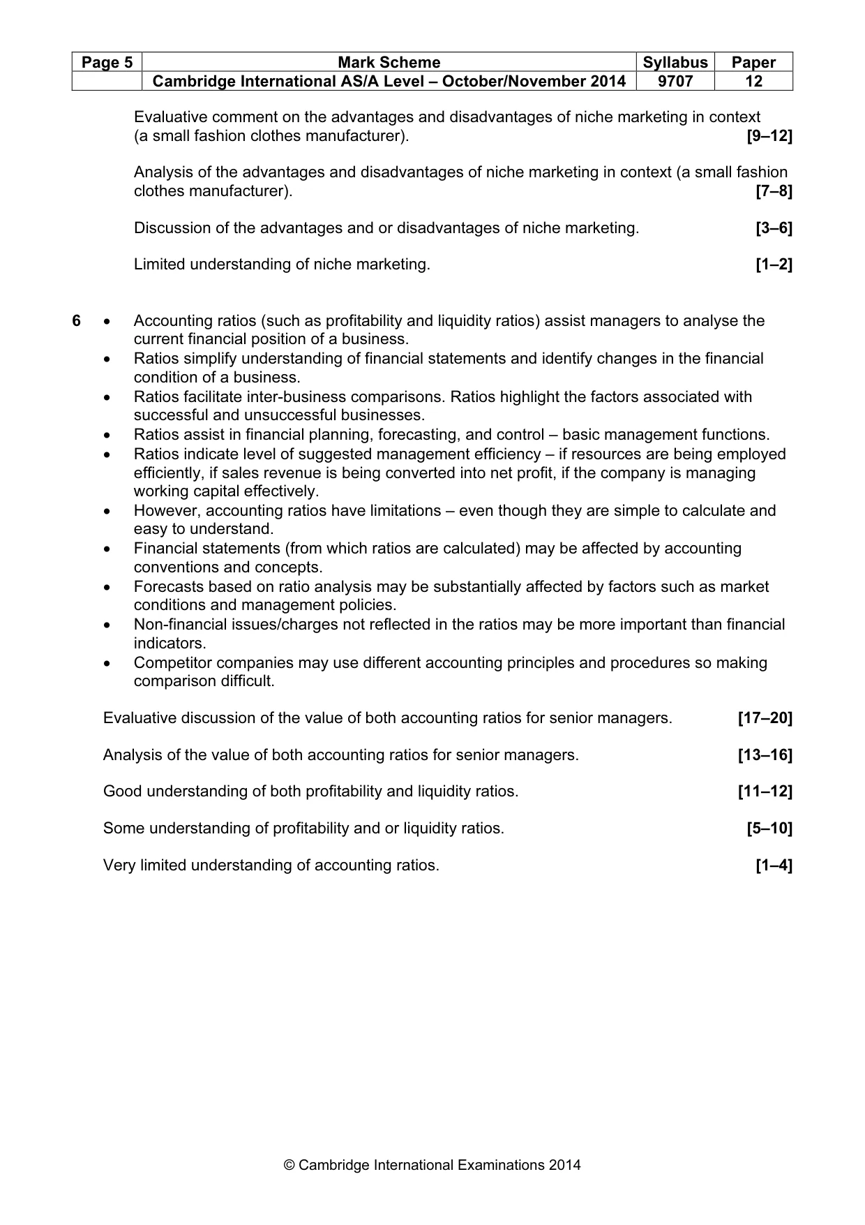 Mark scheme, page 5 of 6