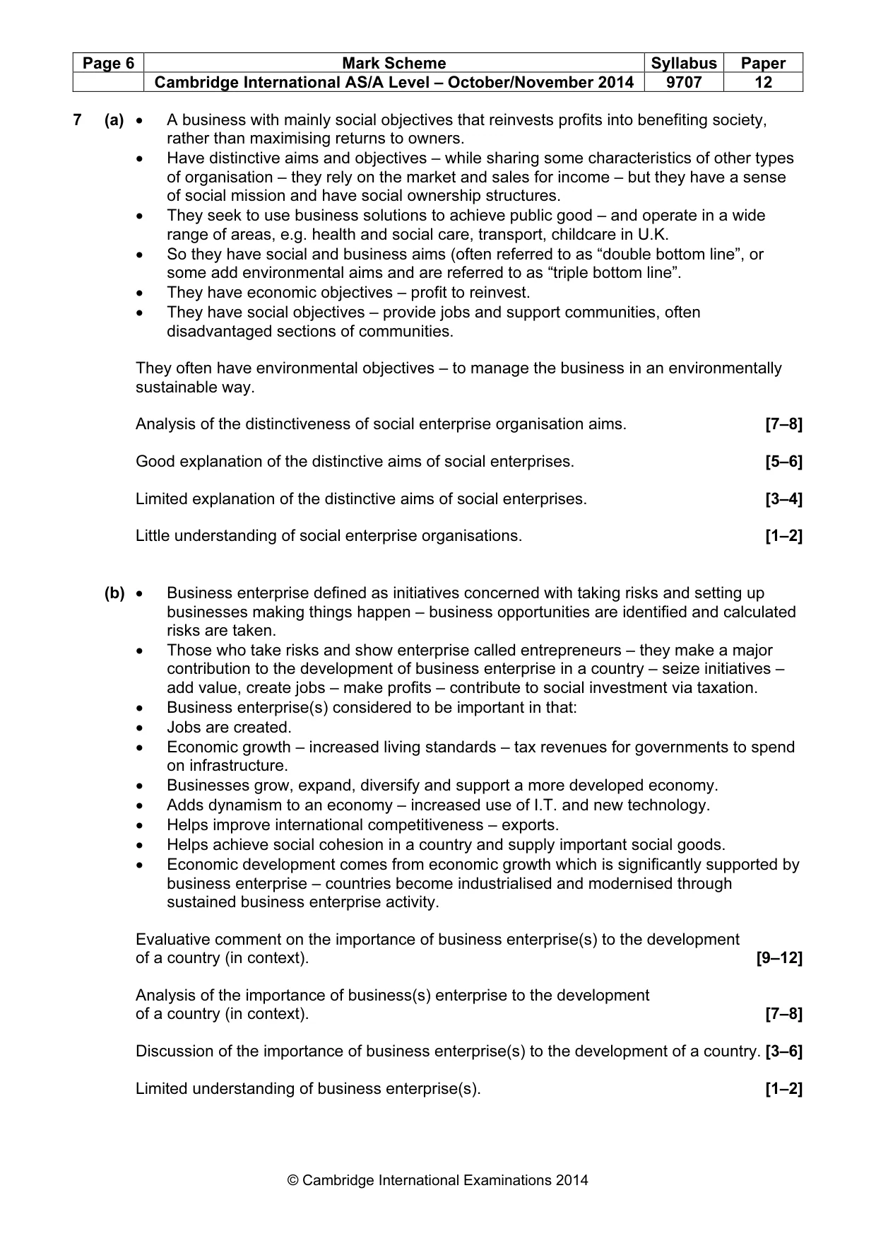 Mark scheme, page 6 of 6