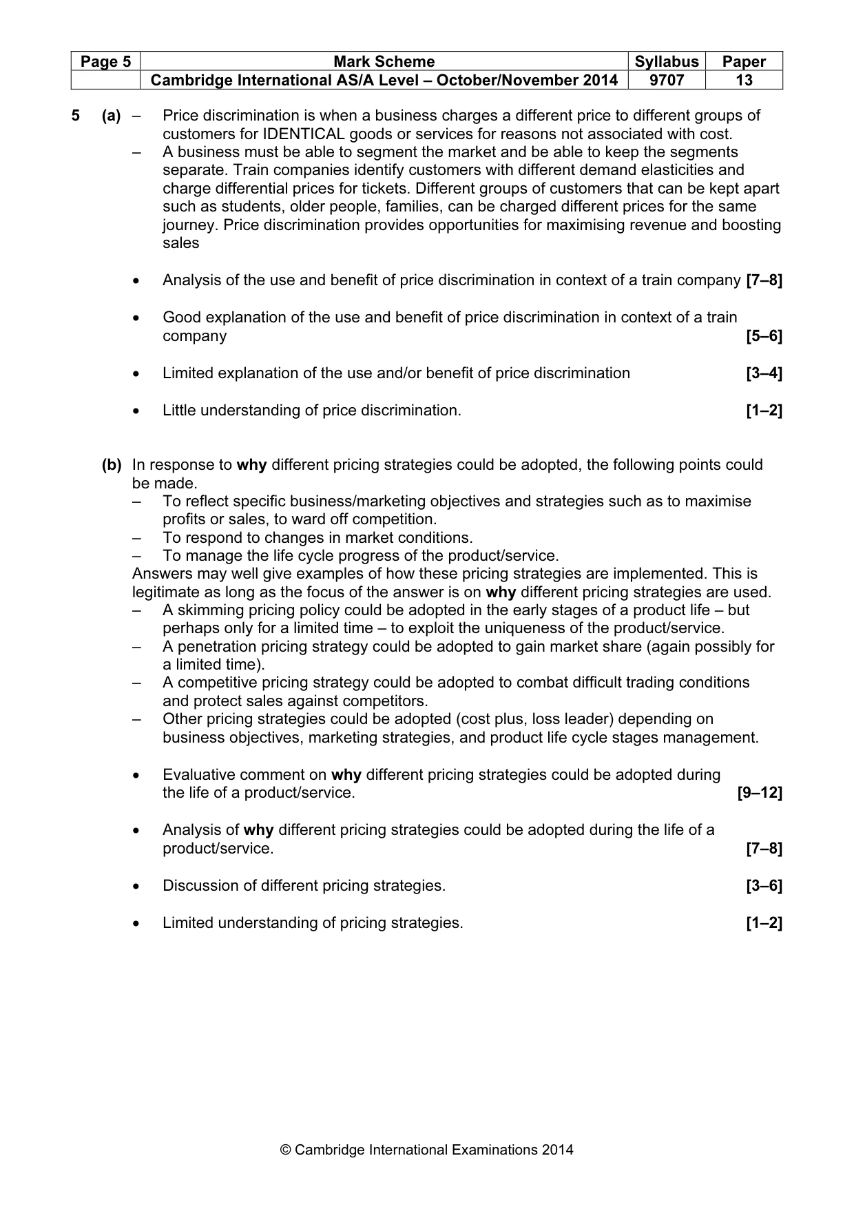 Mark scheme, page 5 of 7
