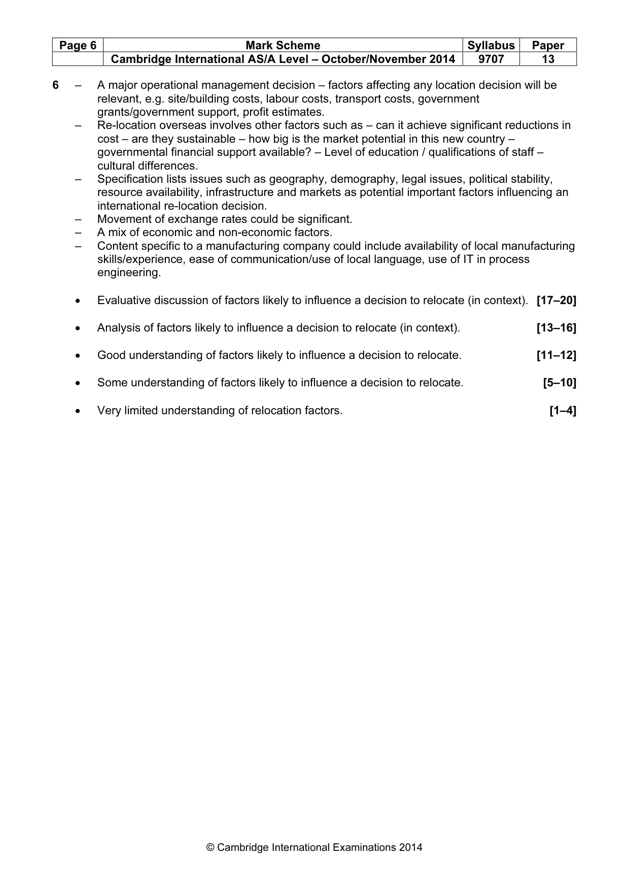 Mark scheme, page 6 of 7