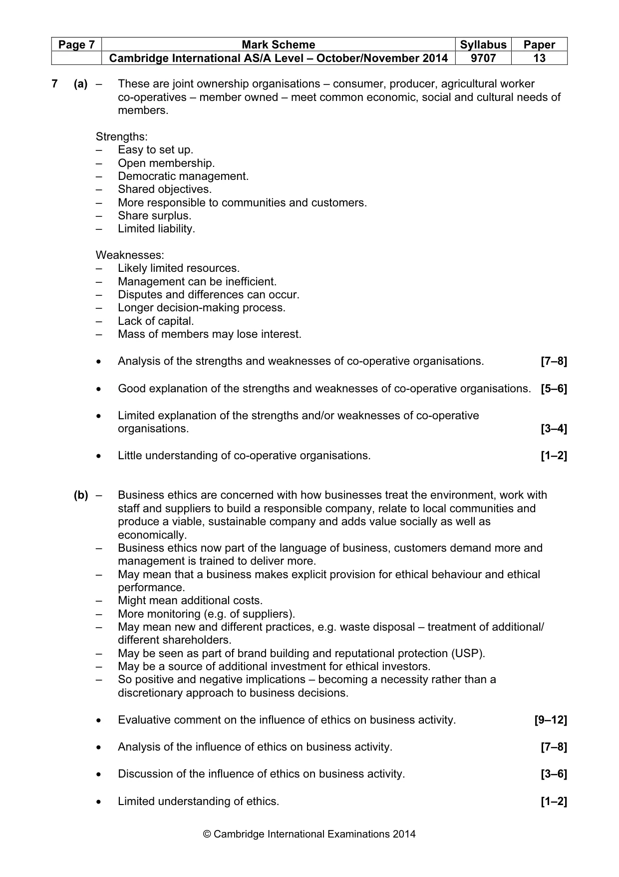Mark scheme, page 7 of 7