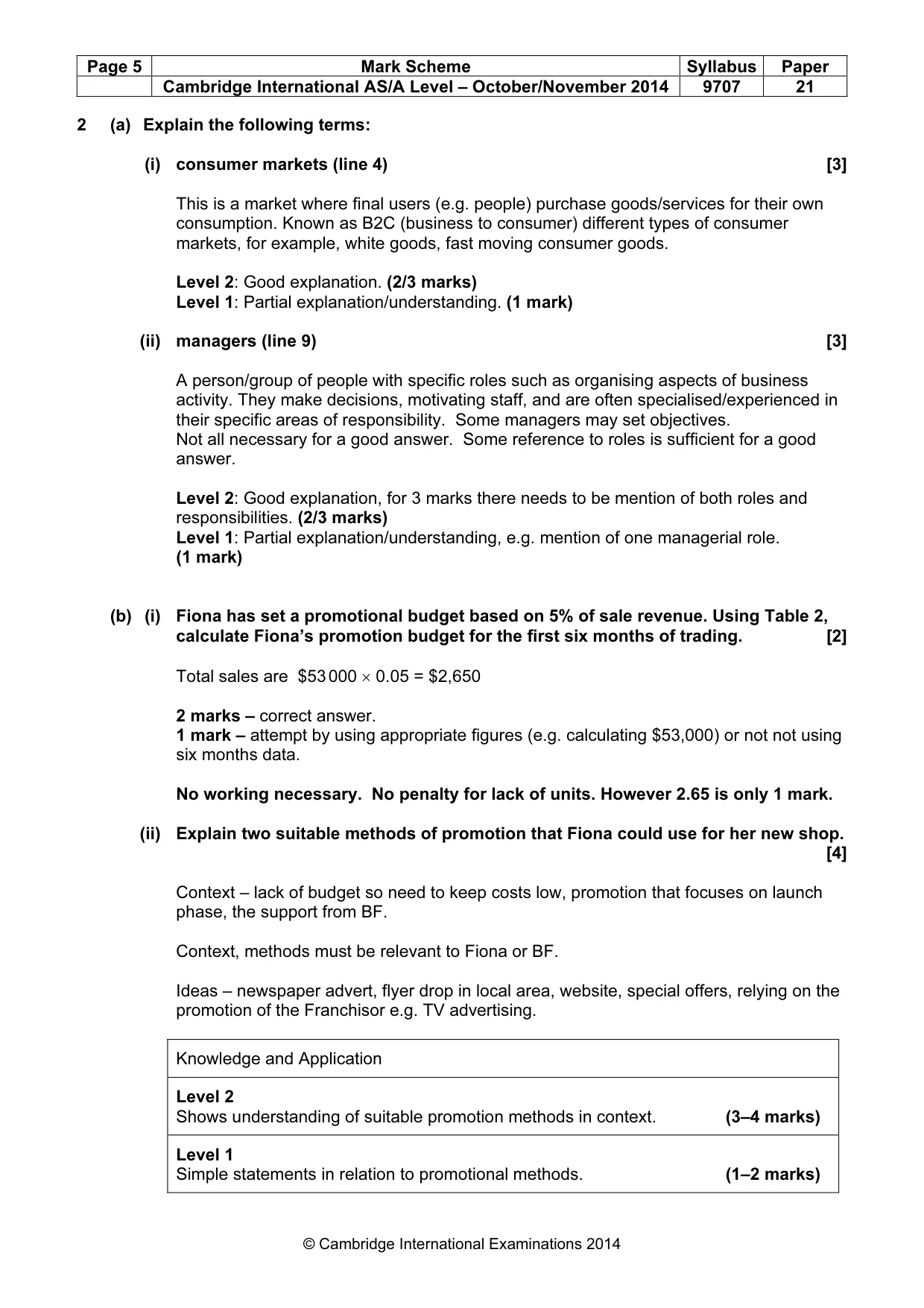 Mark scheme, page 5 of 7