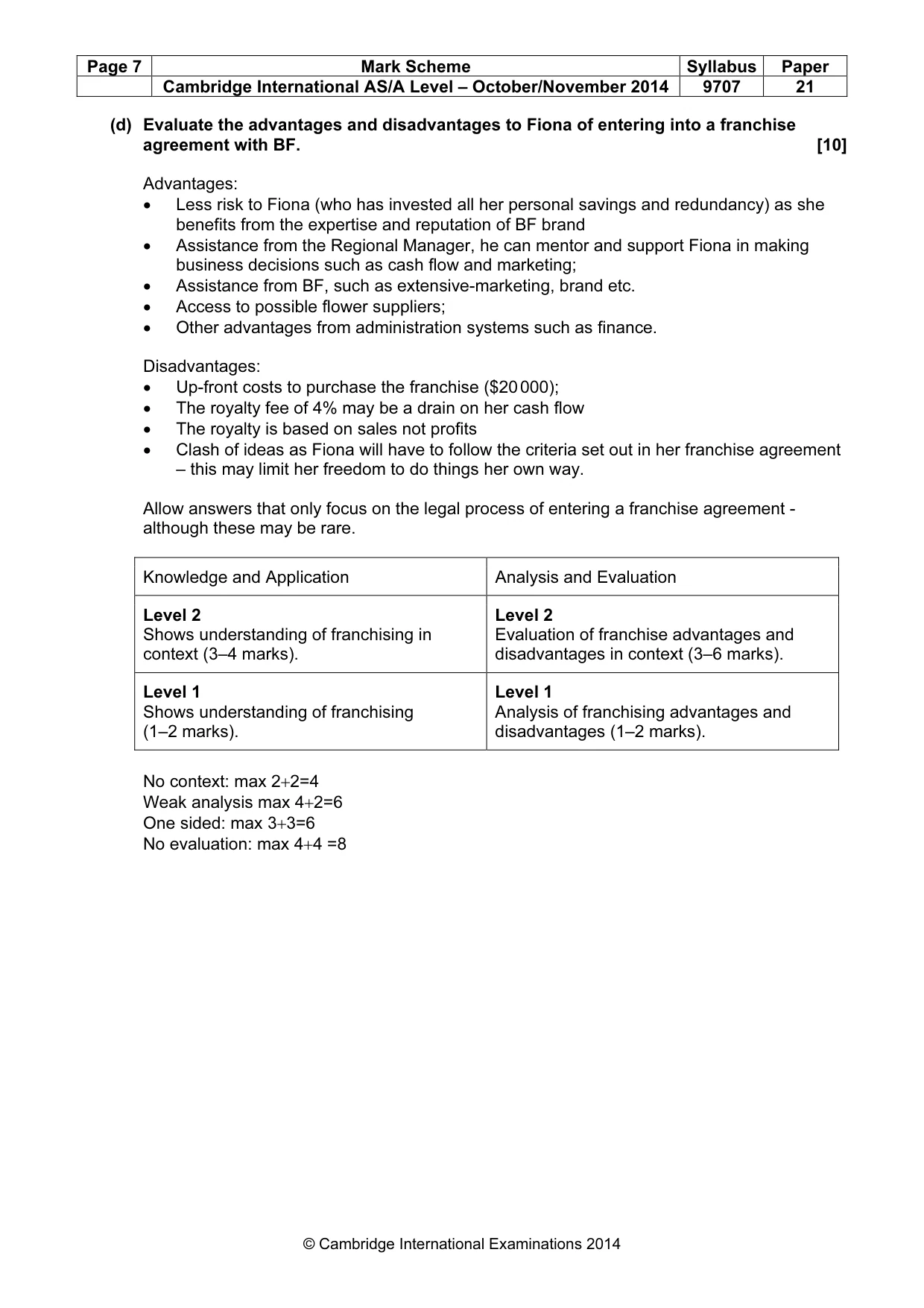 Mark scheme, page 7 of 7