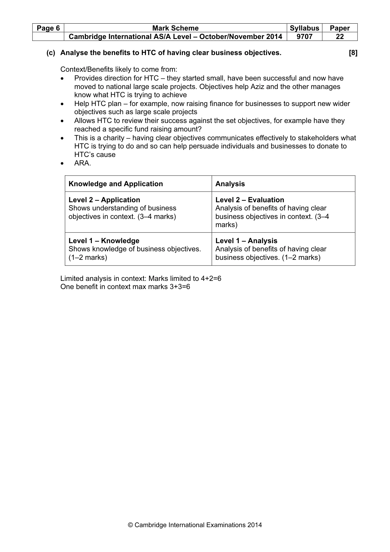 Mark scheme, page 6 of 7