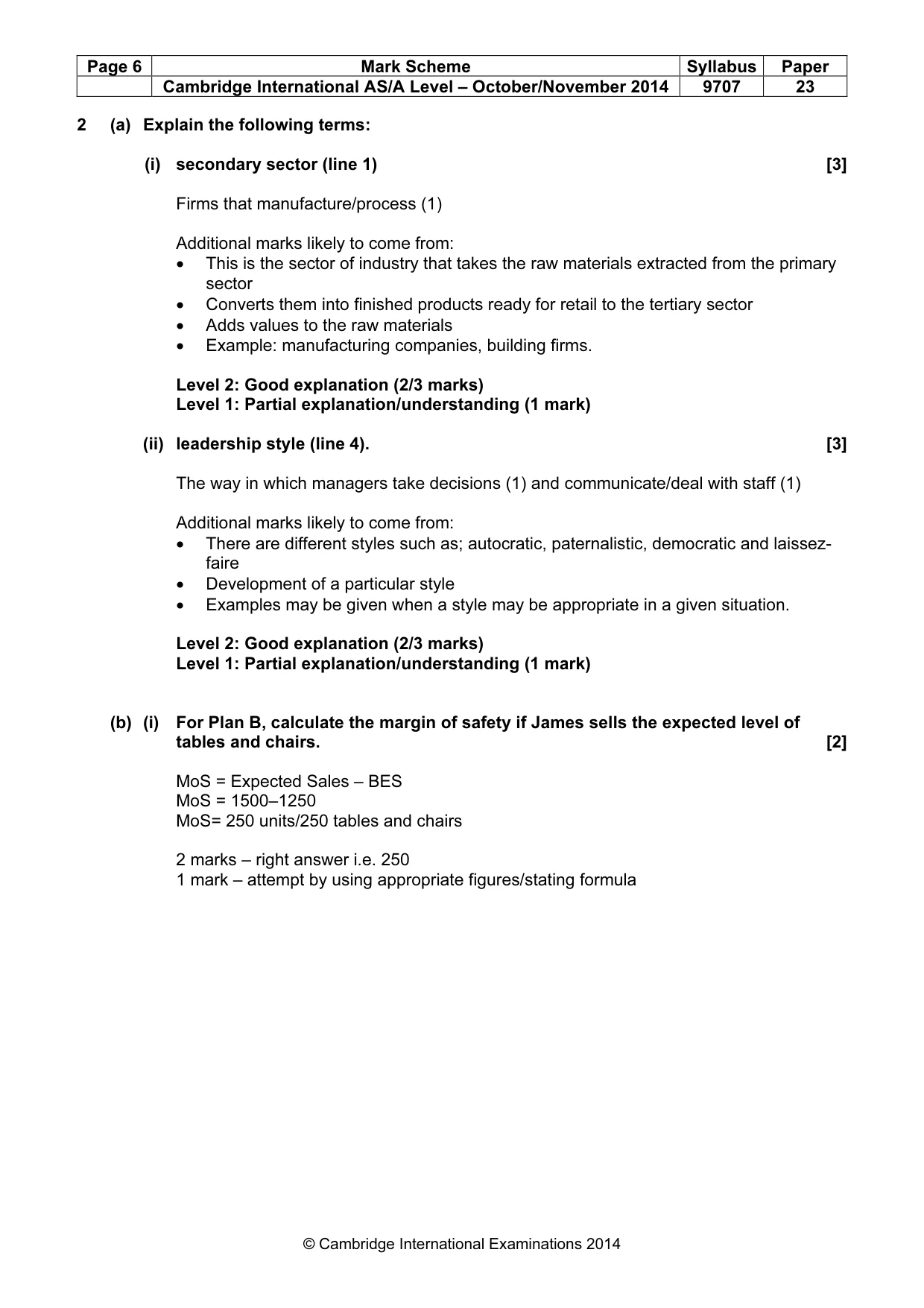 Mark scheme, page 6 of 8