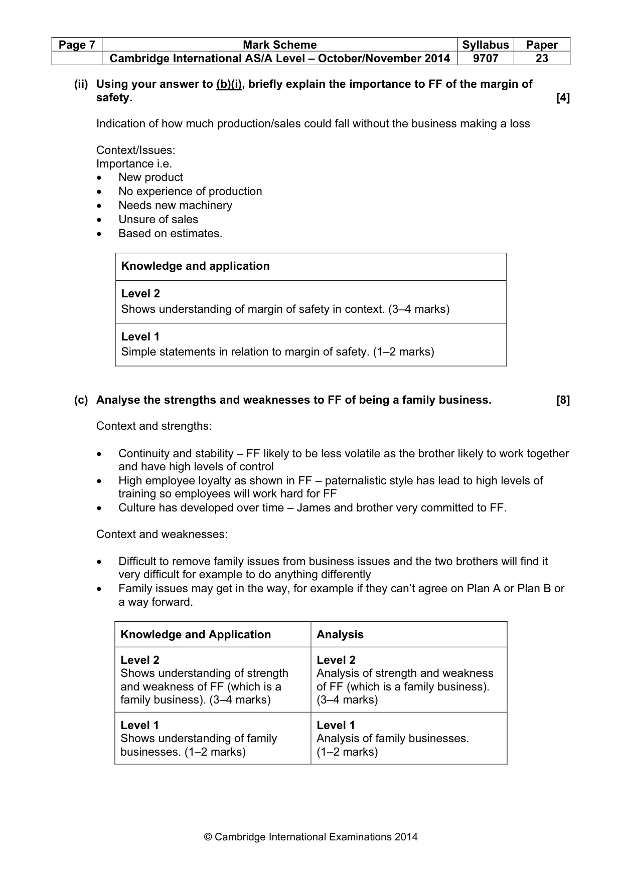 Mark scheme, page 7 of 8