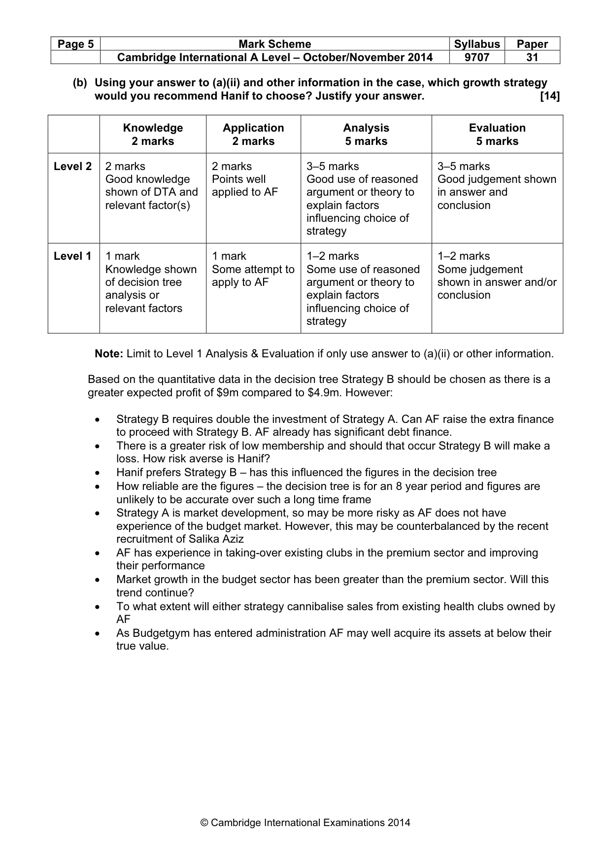 Mark scheme, page 5 of 9