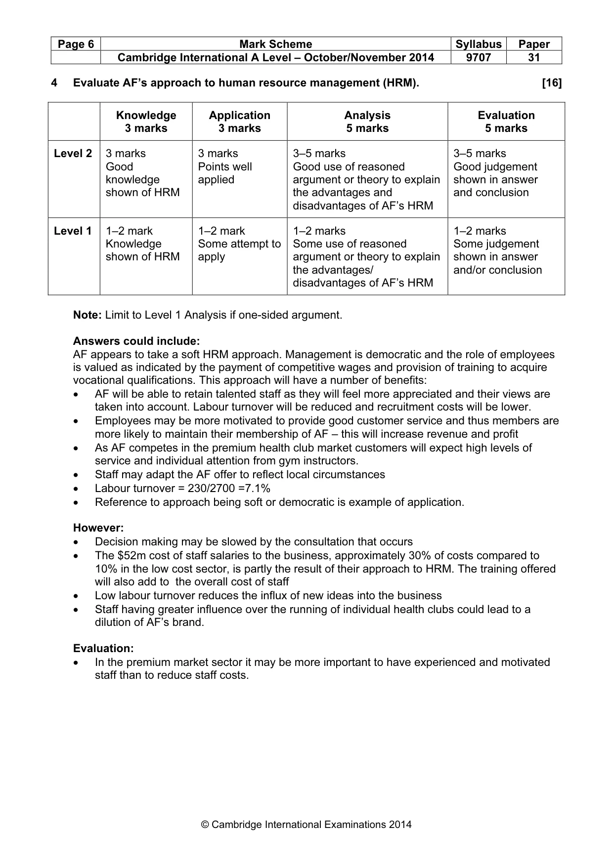 Mark scheme, page 6 of 9