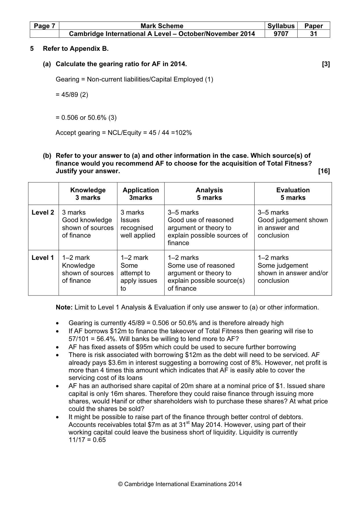 Mark scheme, page 7 of 9