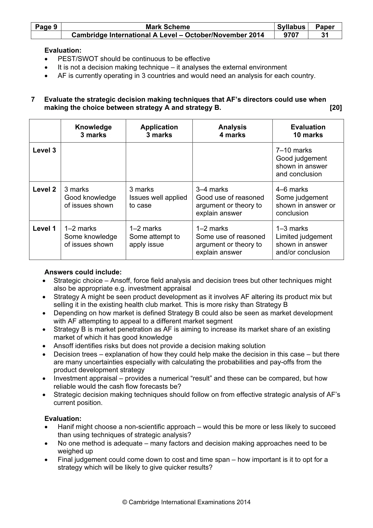 Mark scheme, page 9 of 9