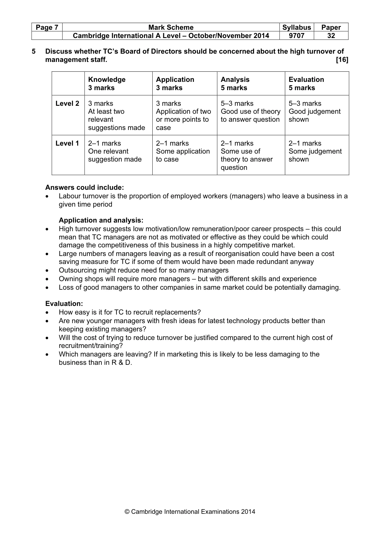 Mark scheme, page 7 of 9