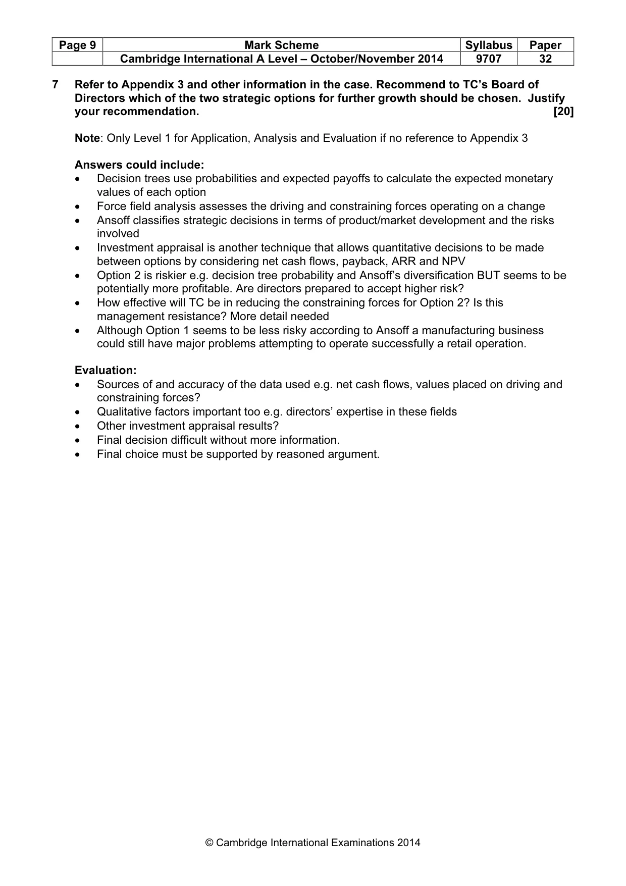 Mark scheme, page 9 of 9