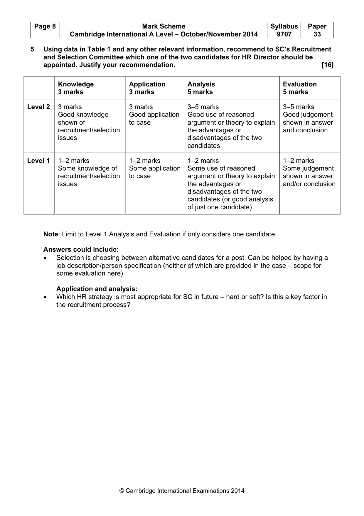Mark scheme, page 8 of 11