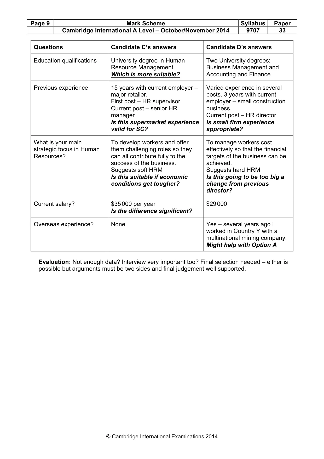 Mark scheme, page 9 of 11