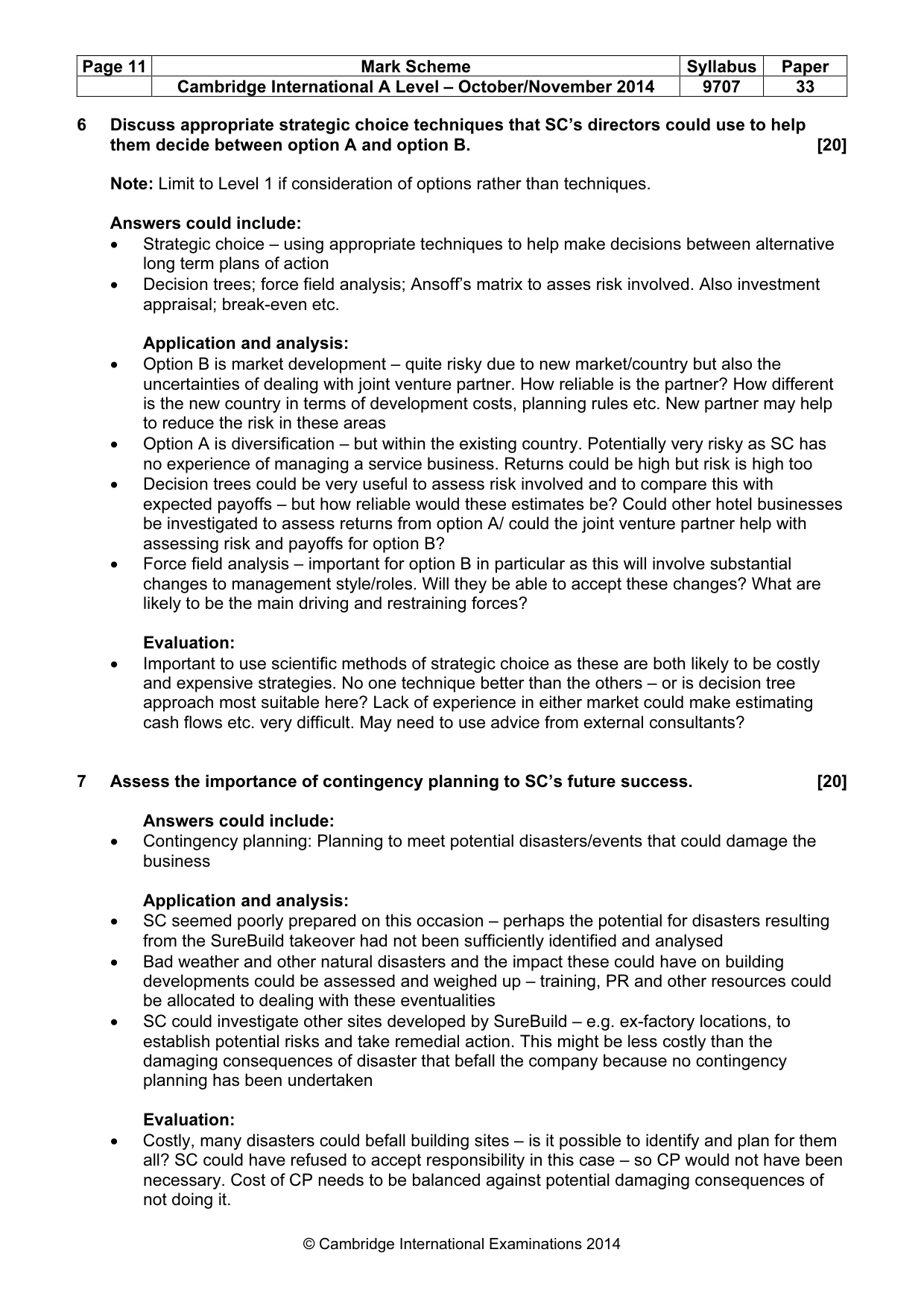 Mark scheme, page 11 of 11
