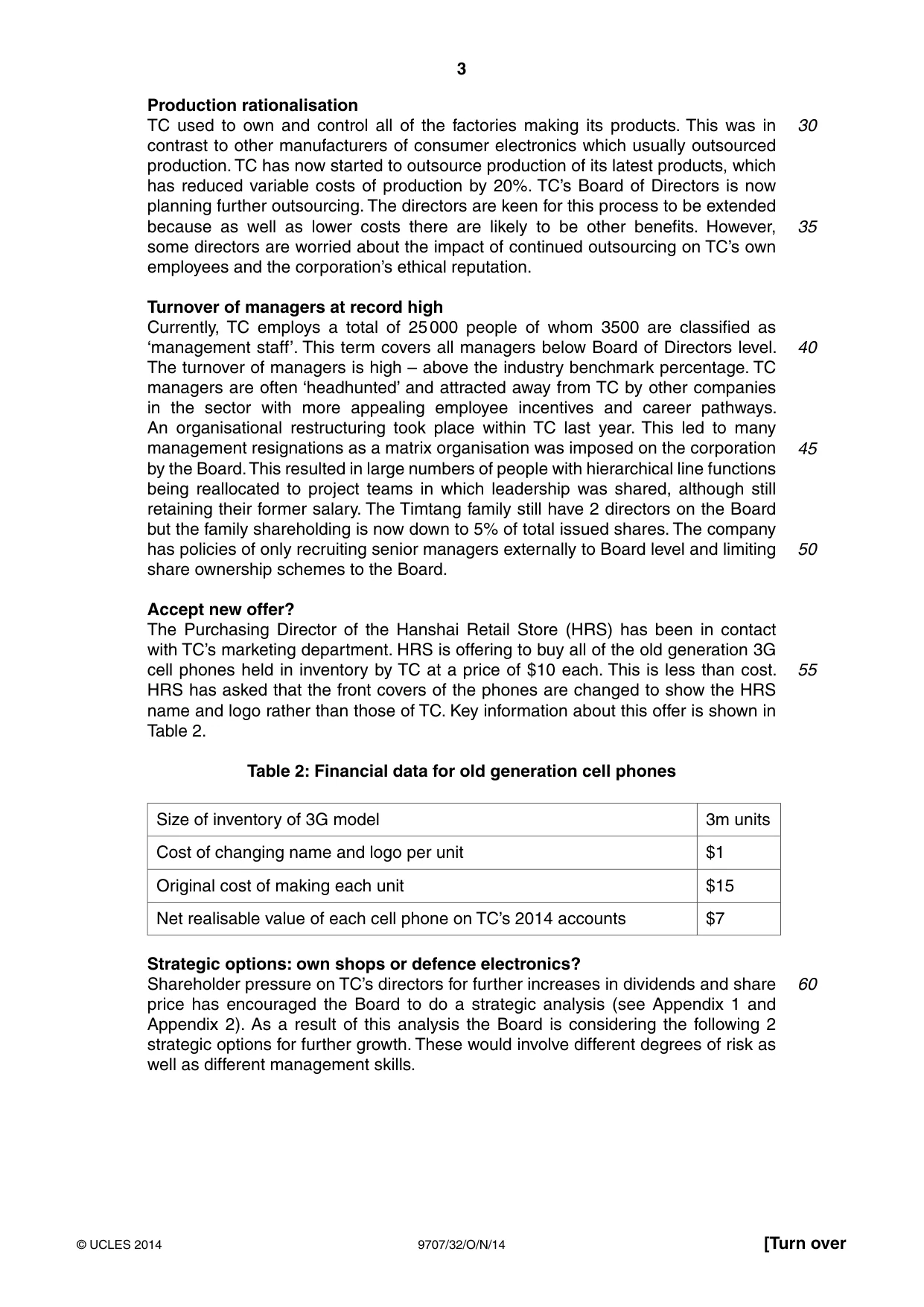 Cambridge A Level Business Studies (for final examination in 2015) 9707 2014 Oct/Nov Paper 3 · Variant 2 question paper, page 3 of 8