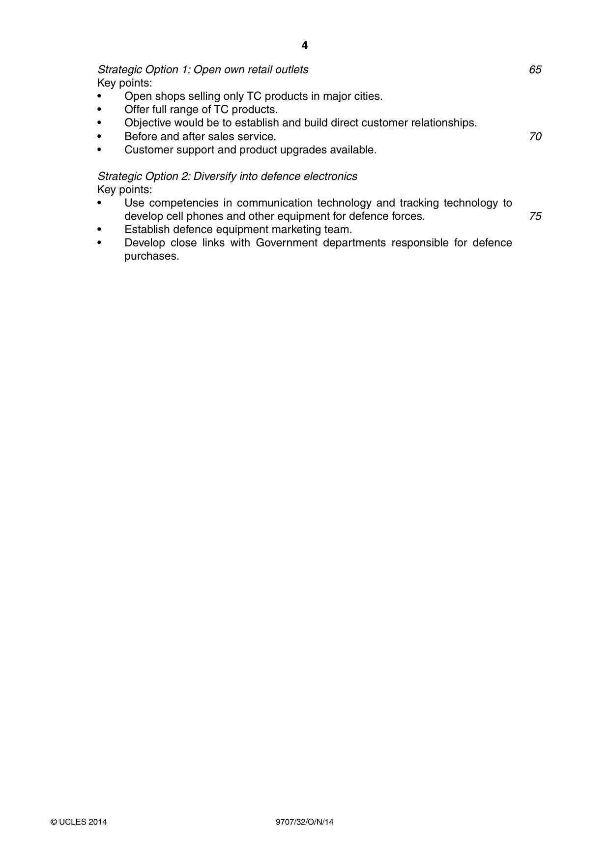 Cambridge A Level Business Studies (for final examination in 2015) 9707 2014 Oct/Nov Paper 3 · Variant 2 question paper, page 4 of 8