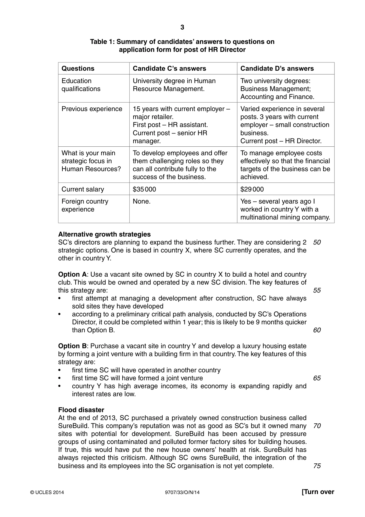 Cambridge A Level Business Studies (for final examination in 2015) 9707 2014 Oct/Nov Paper 3 · Variant 3 question paper, page 3 of 8