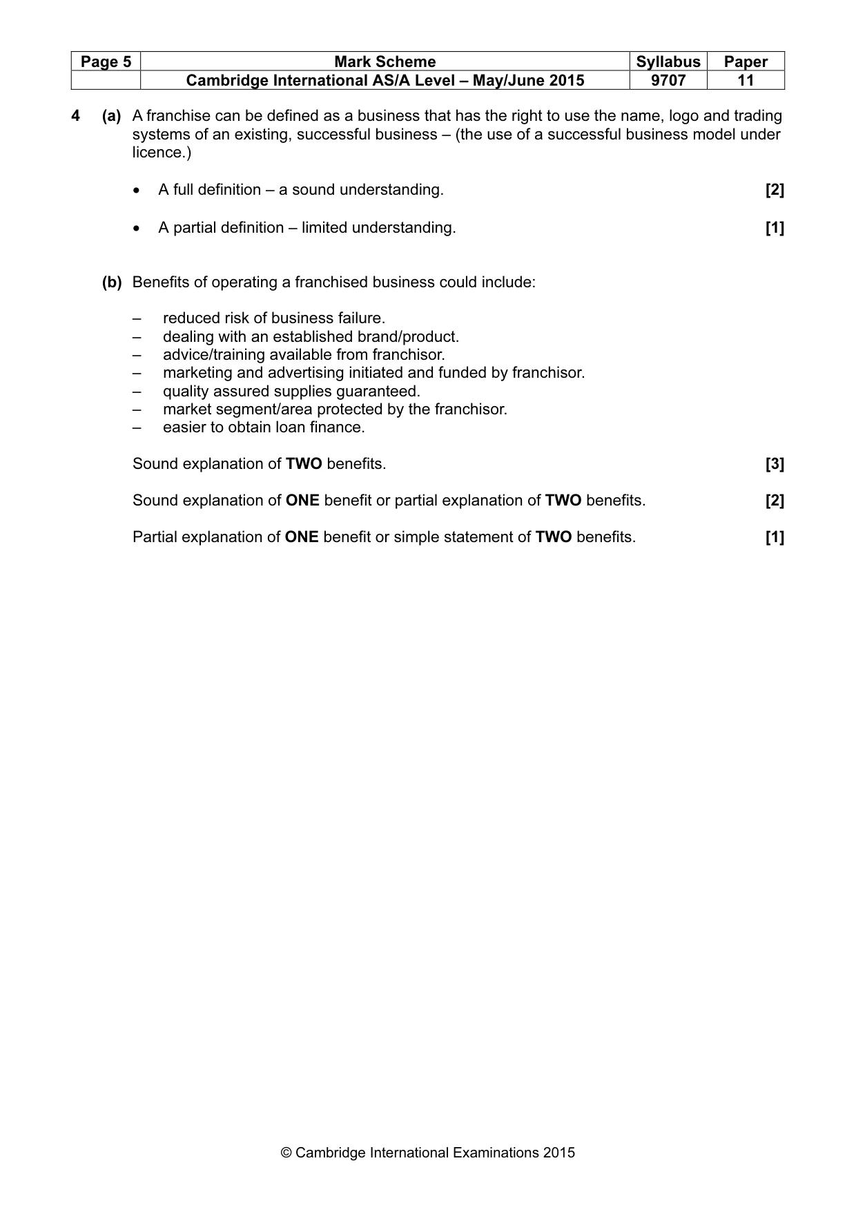 Mark scheme, page 5 of 9