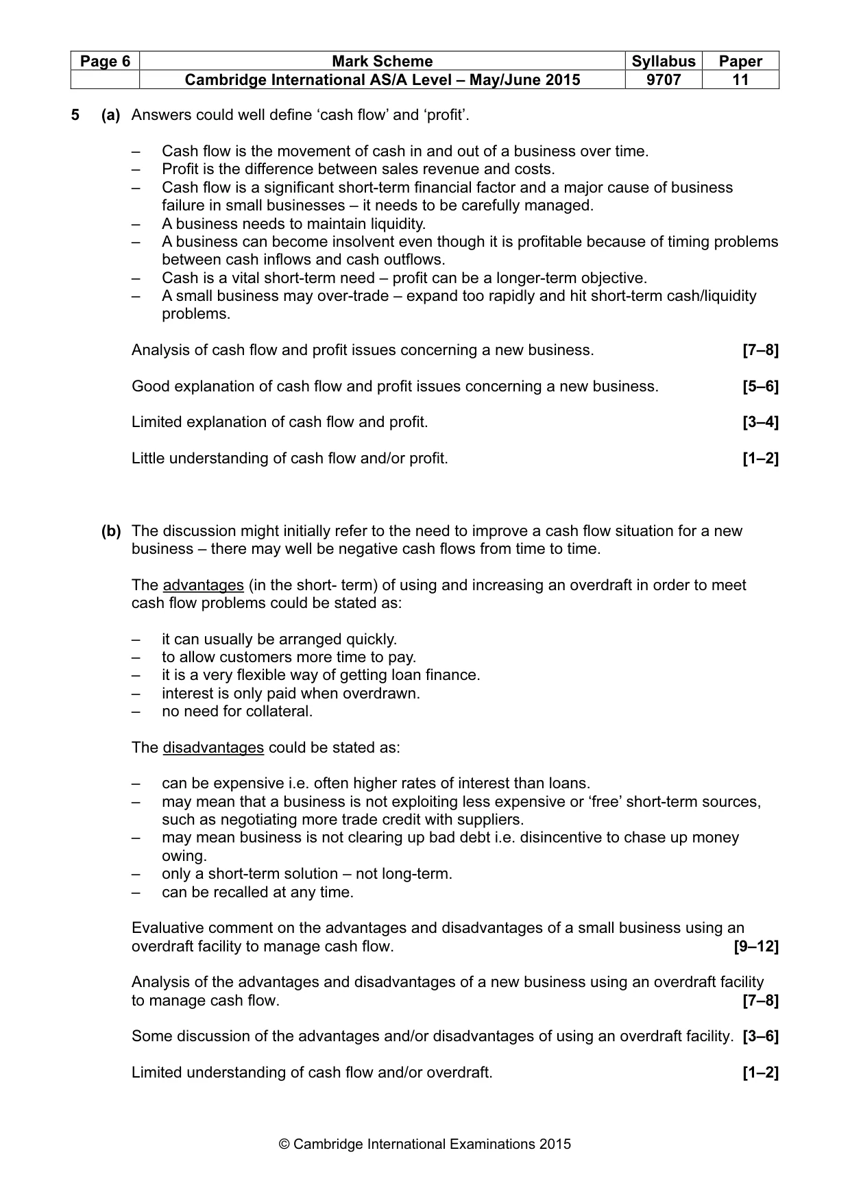 Mark scheme, page 6 of 9