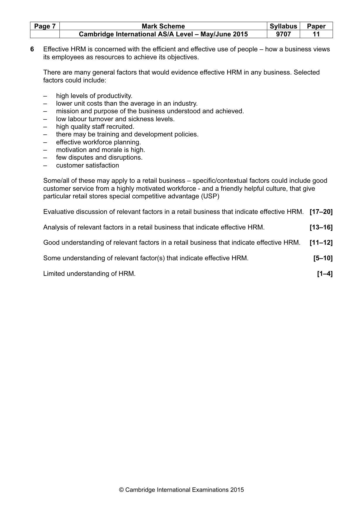 Mark scheme, page 7 of 9