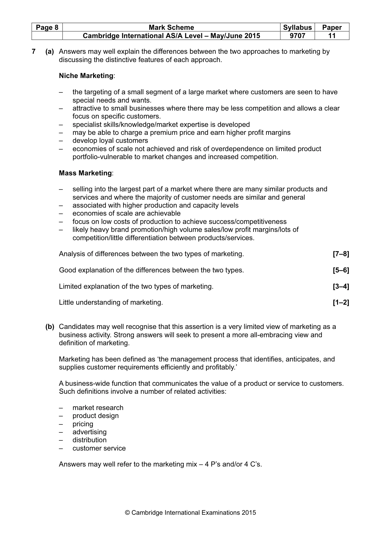 Mark scheme, page 8 of 9